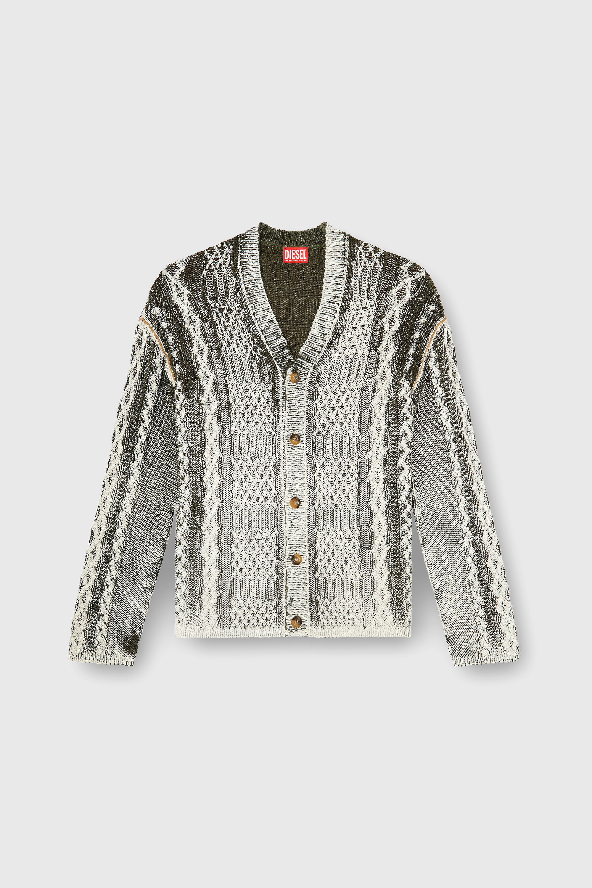 Diesel - K-MIOTO, C&aacute;rdigan de punto trenzado tratado Hombre in Multicolor - 2
