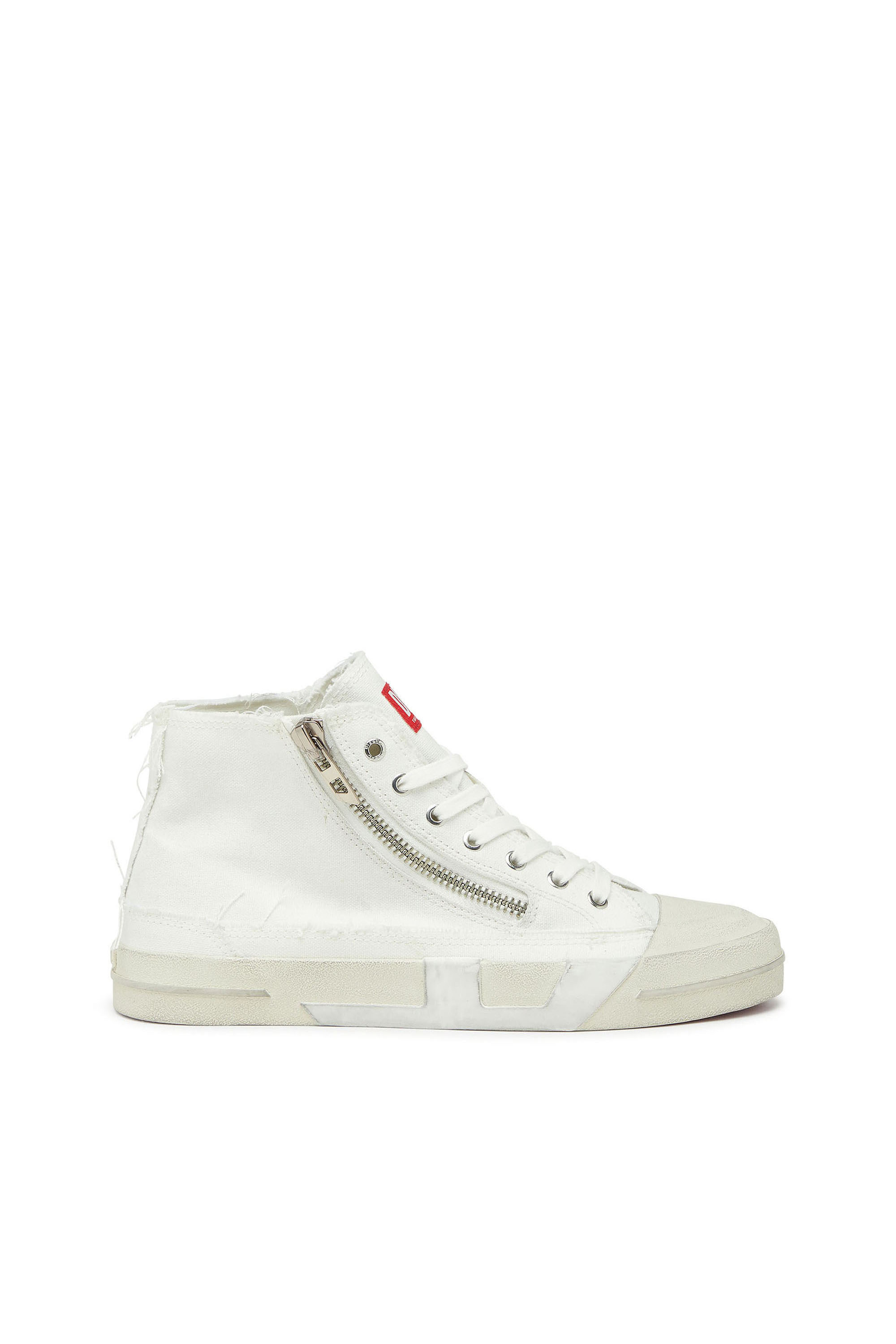 Diesel - S-D-VERSE ZIP MID II, S-D-Verse - Zapatillas de lona deshilachada con Logo D Hombre in Blanco - 1