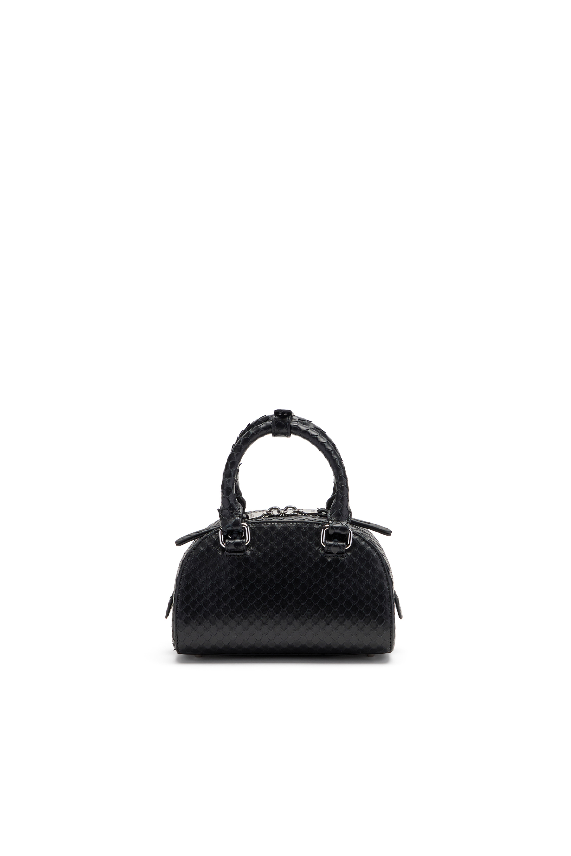 Diesel - 1DR DOME CROSSBODY, 1DR Dome-Bolso bowling mini en piel efecto serpiente Mujer in Negro - 2