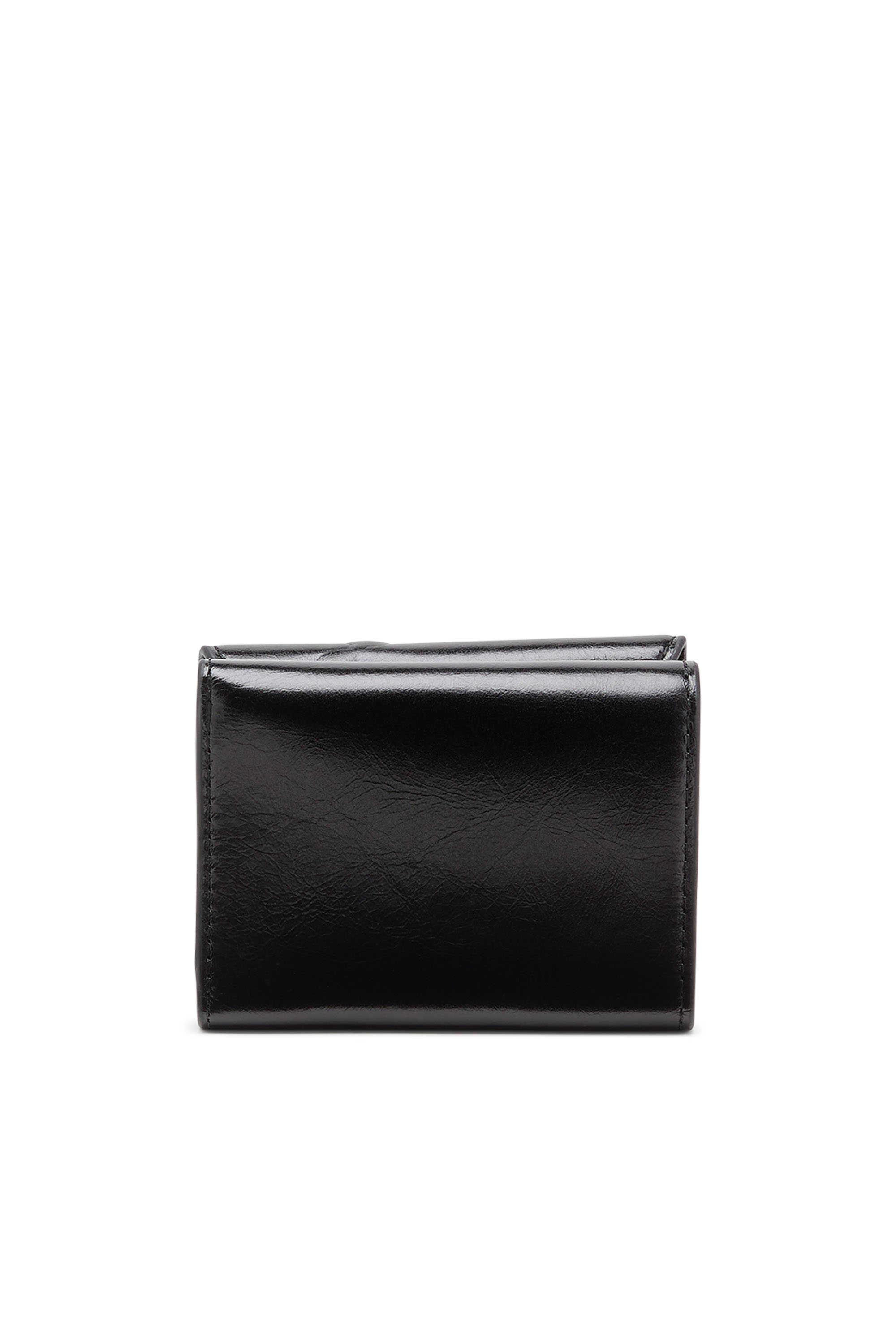Diesel - TRI FOLD COIN XS II, Cartera de cuero triple con motivo de cadena en relieve Mujer in Negro - 2