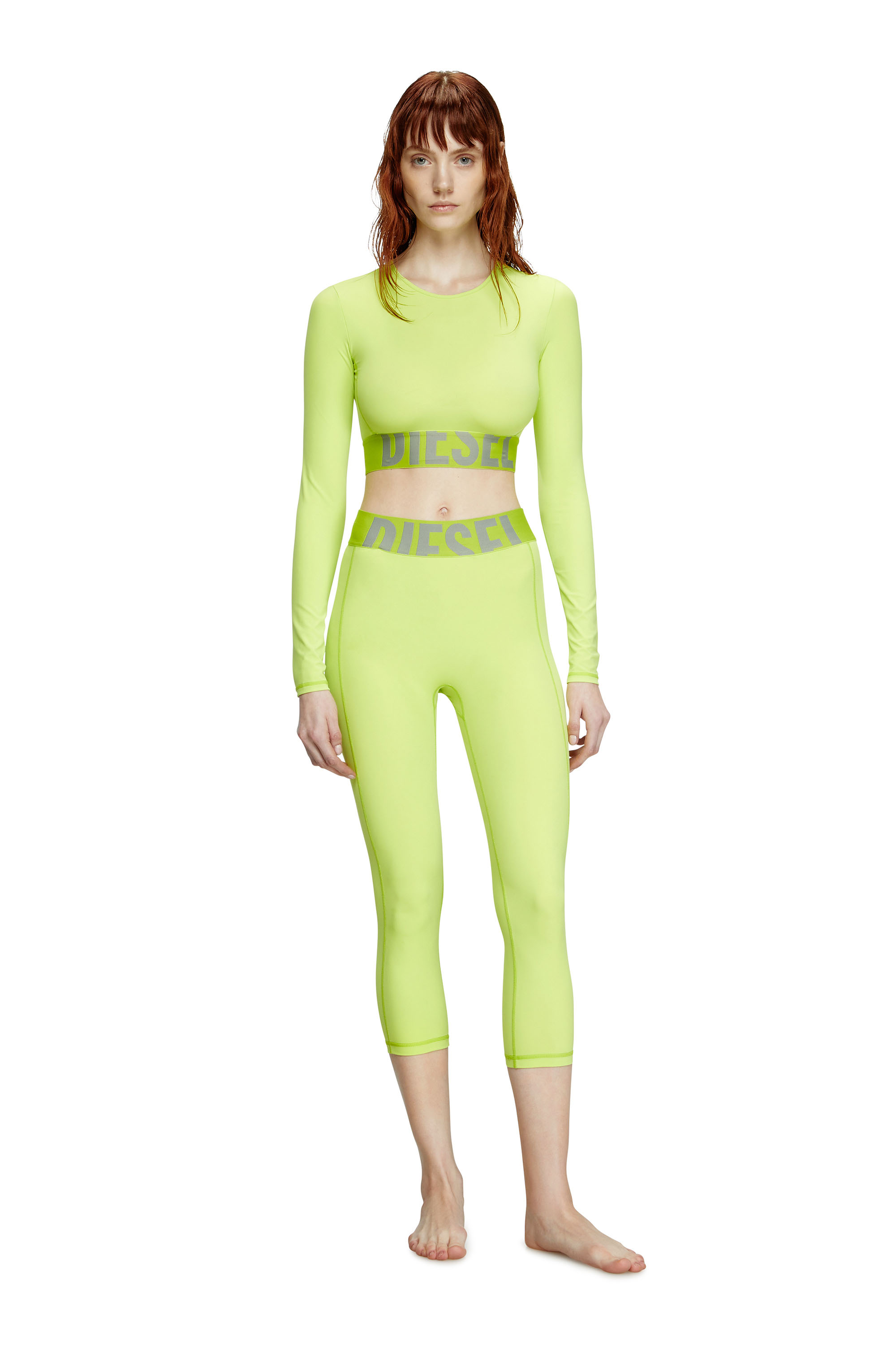 Diesel - MELISSA-D-POP, Top corto de microfibra con logotipo recortado Mujer in Verde - 2