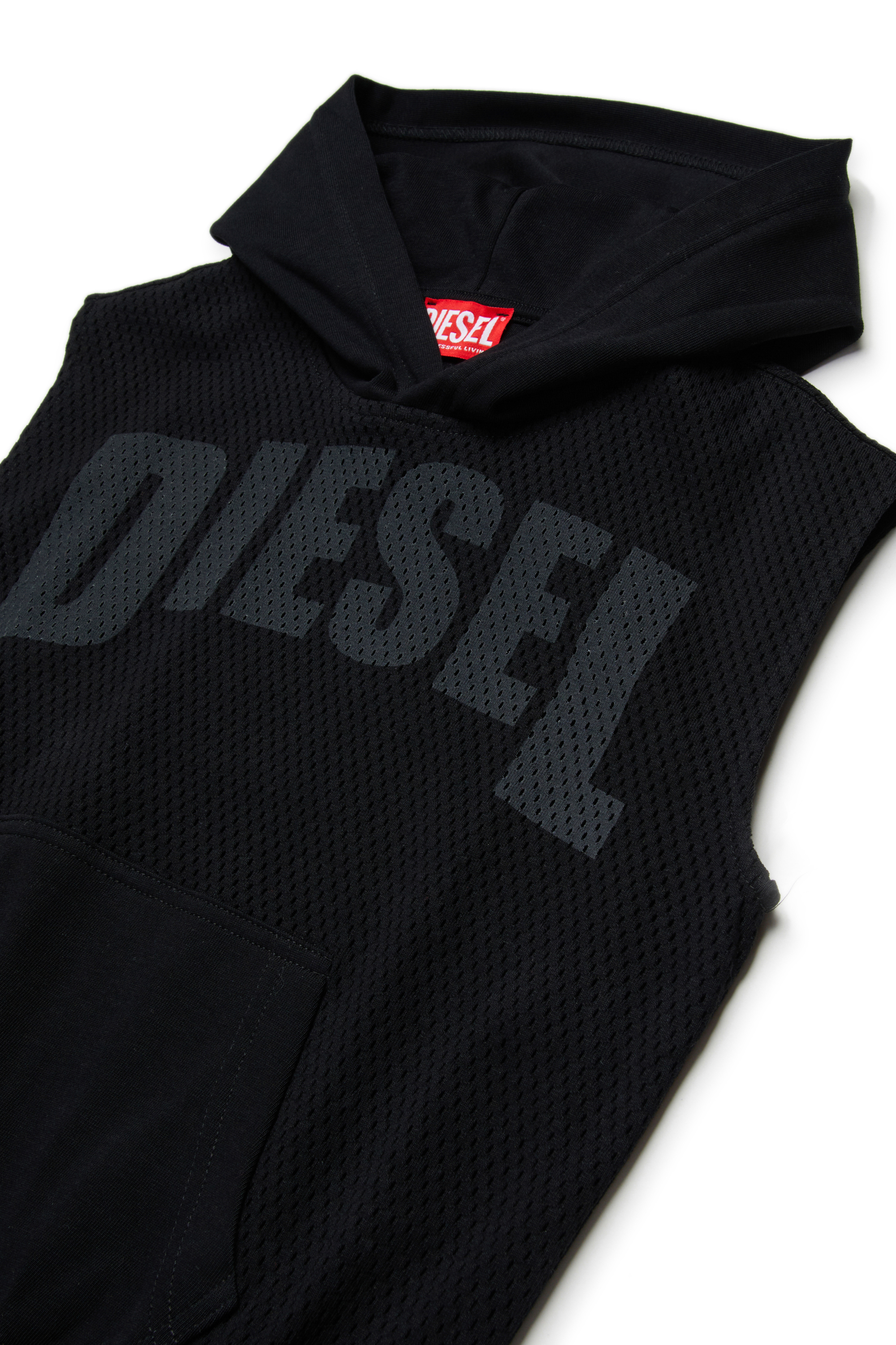 Diesel - SMESH OVER, Sudadera sin mangas de malla de algod&oacute;n Hombre in Negro - 3