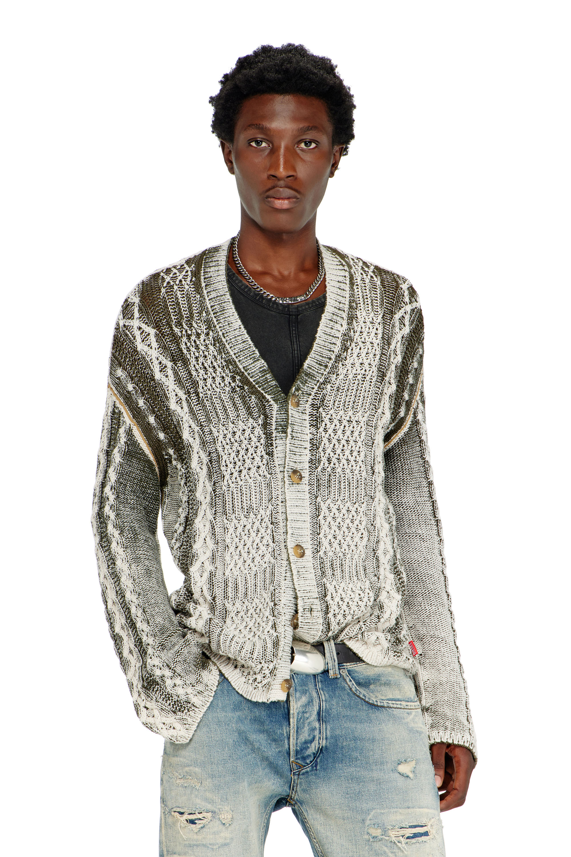 Diesel - K-MIOTO, C&aacute;rdigan de punto trenzado tratado Hombre in Multicolor - 1