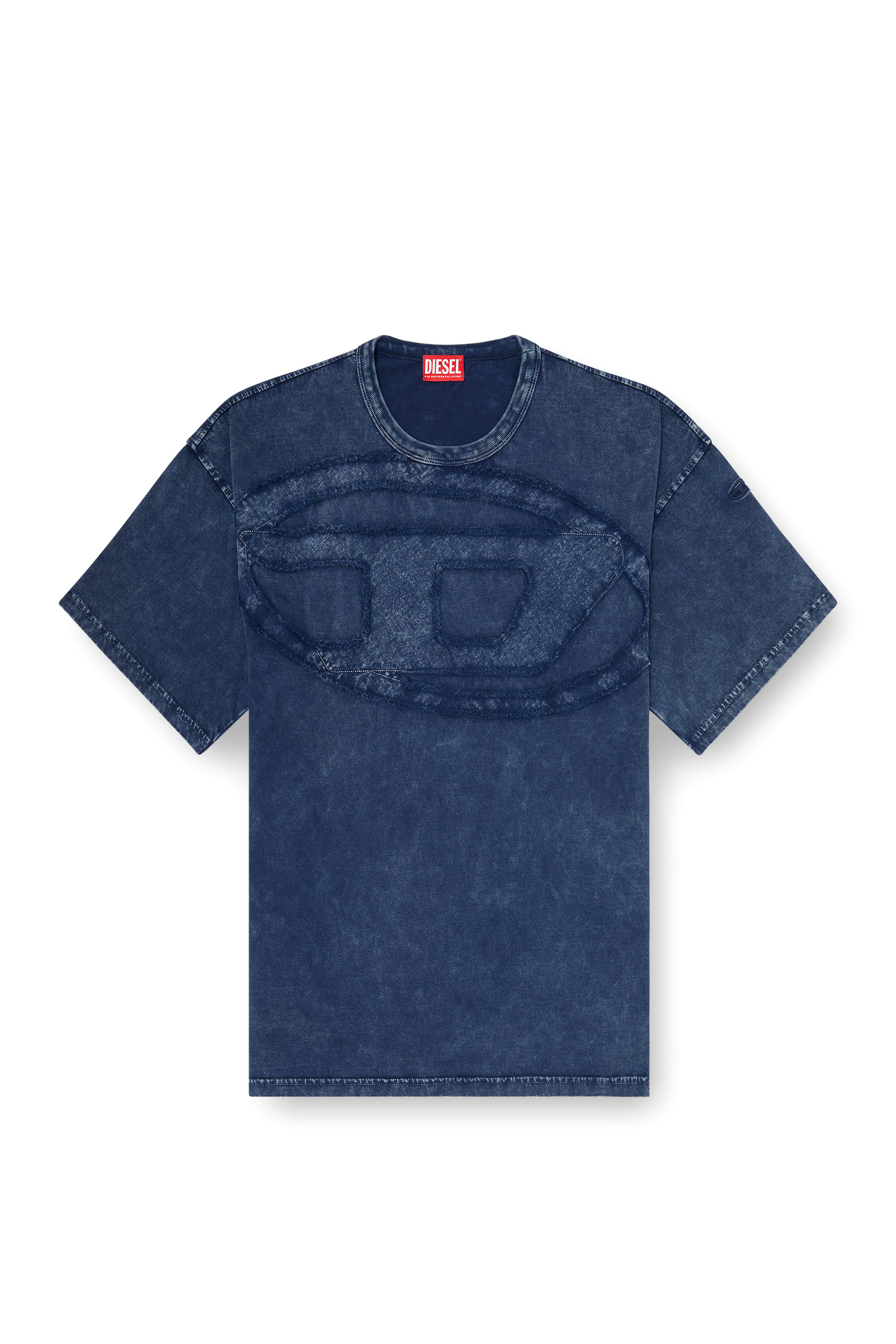 Diesel - T-BOXT-DEN, Camiseta de algod&oacute;n relajada con aplique Oval D Hombre in Azul marino - 3