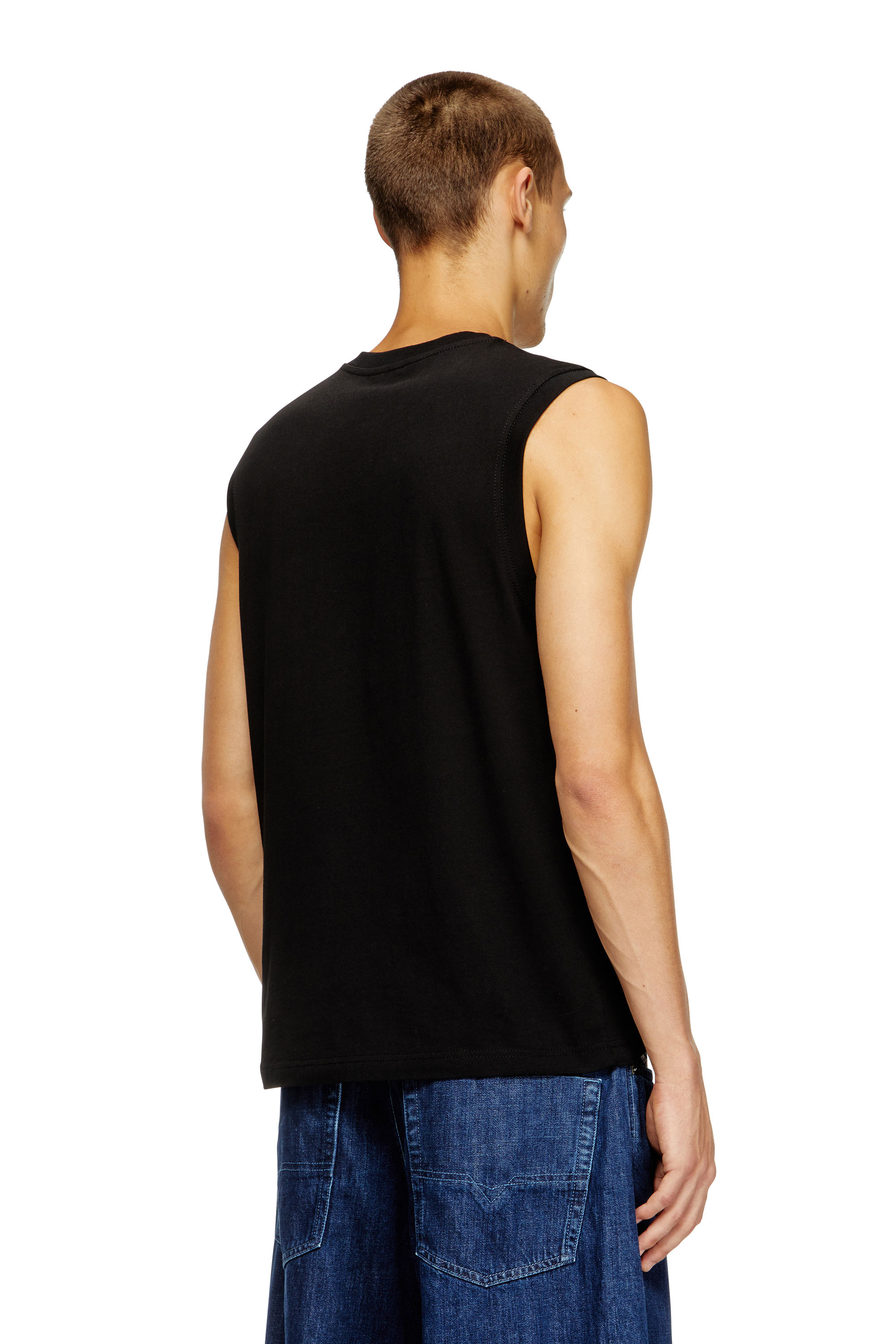 Diesel - T-ISCO-DIV, Camiseta sin mangas con logotipo estampado en el pecho Hombre in Negro - 4