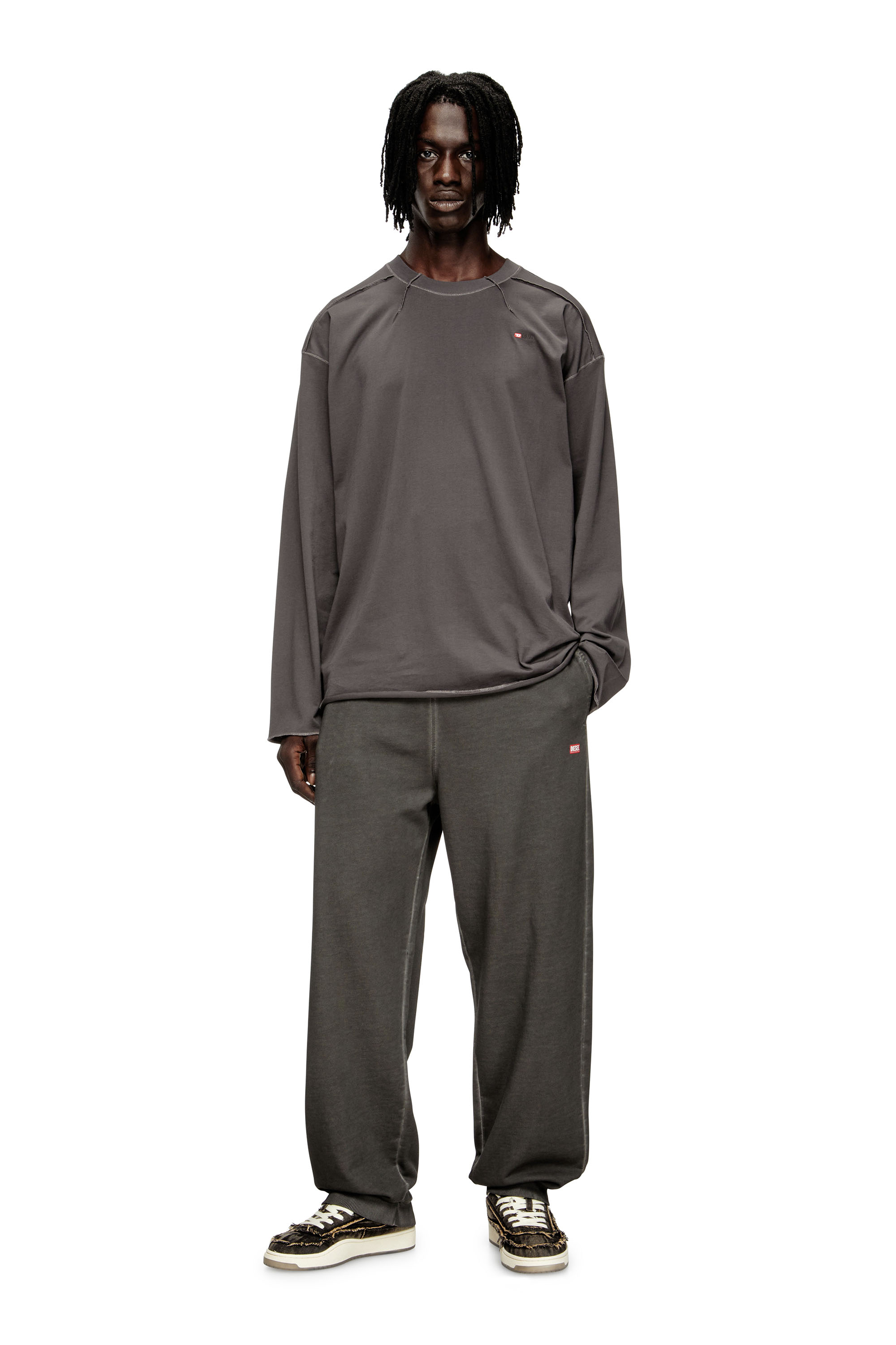 Diesel - T-CRAHOR-BOXT-LS-T1, Camiseta de algodón Hombre in Gris - 2
