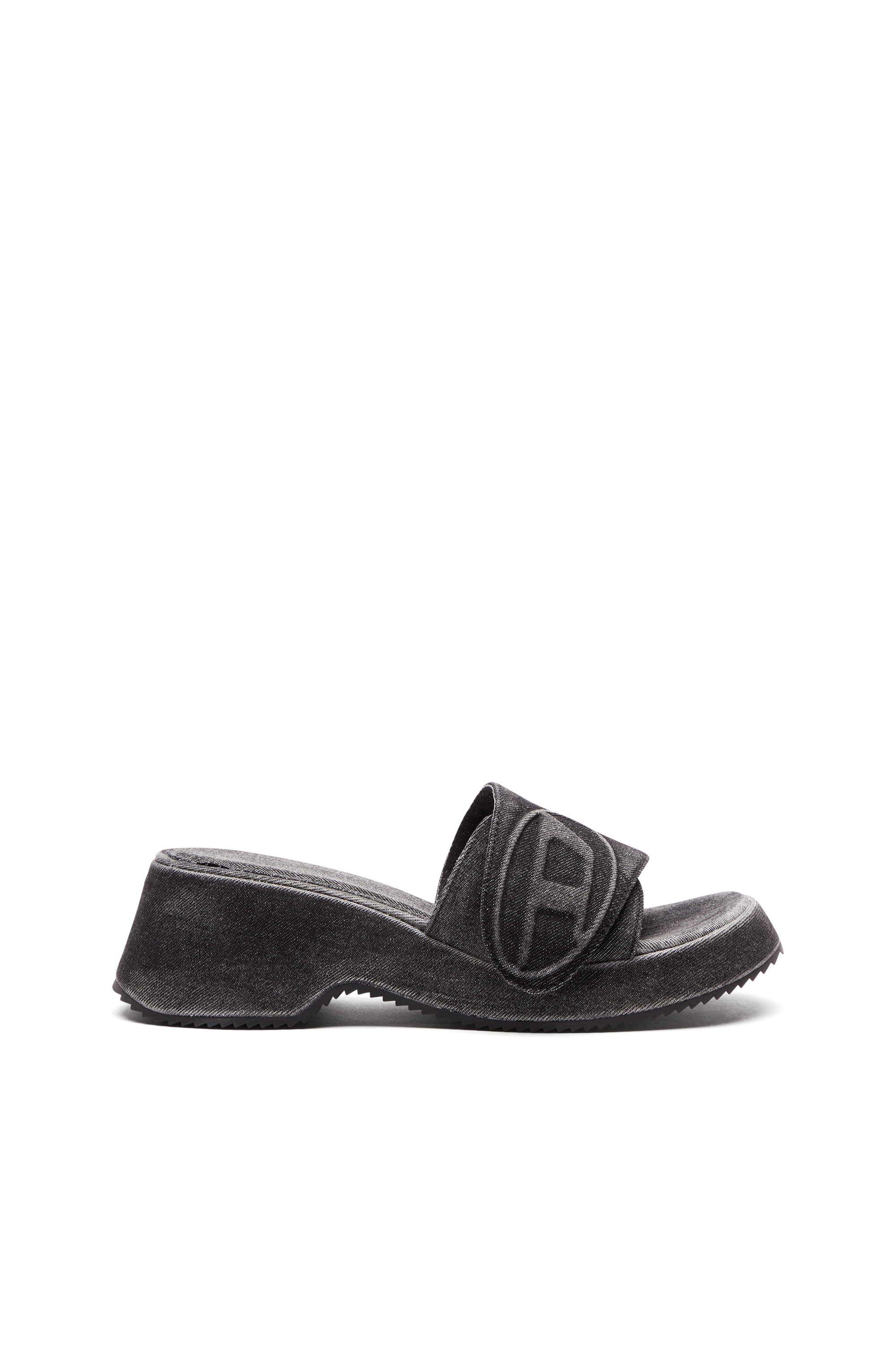 Diesel - SA-OVAL D PF W, Sa-Oval D-Chanclas de denim con correa Oval D Mujer in Negro - 1