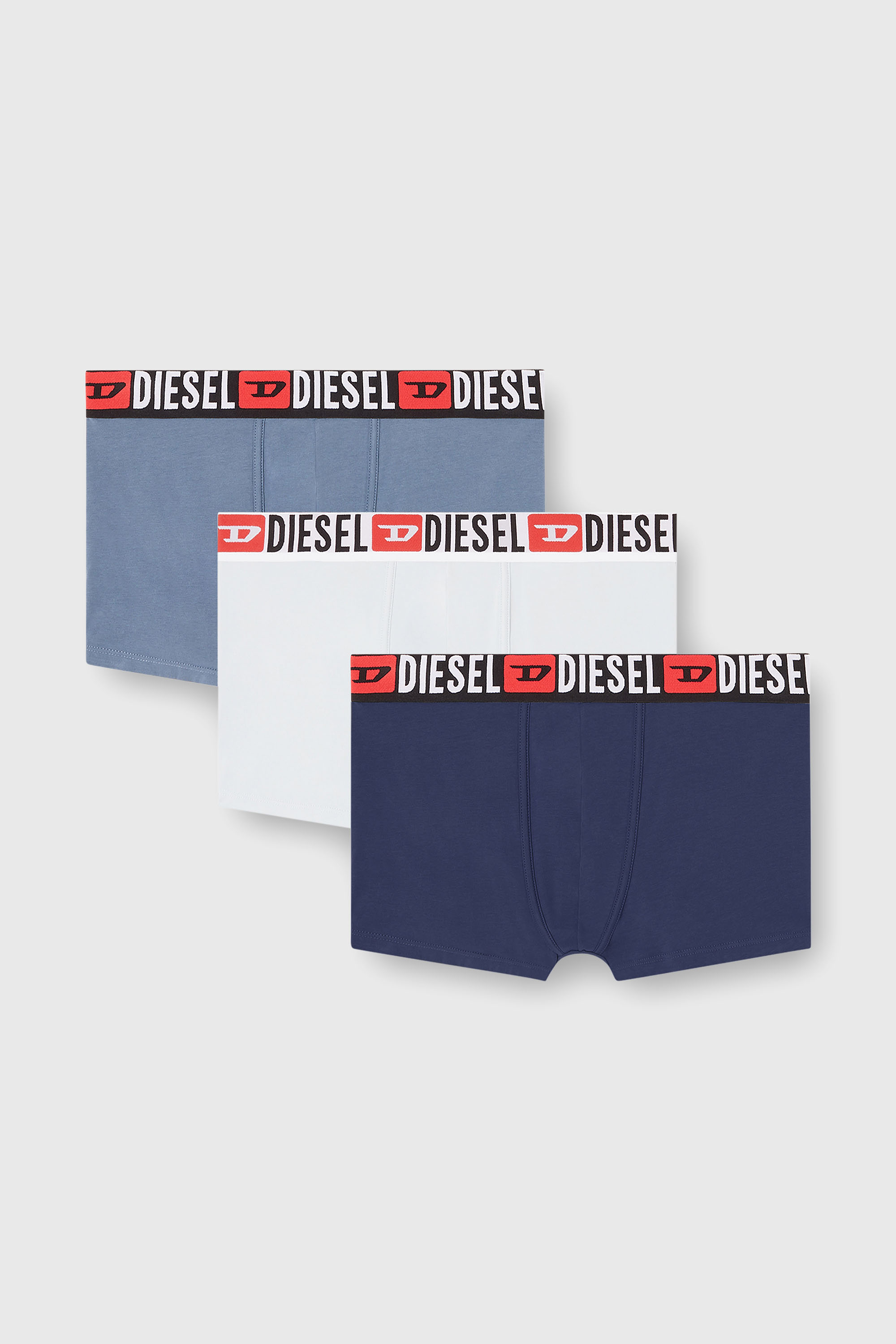 Diesel - UMBX-DAMIENTHREEPACK, Paquete de tres calzoncillos b&oacute;xer con logotipo en la cintura Hombre in Azul marino - 1
