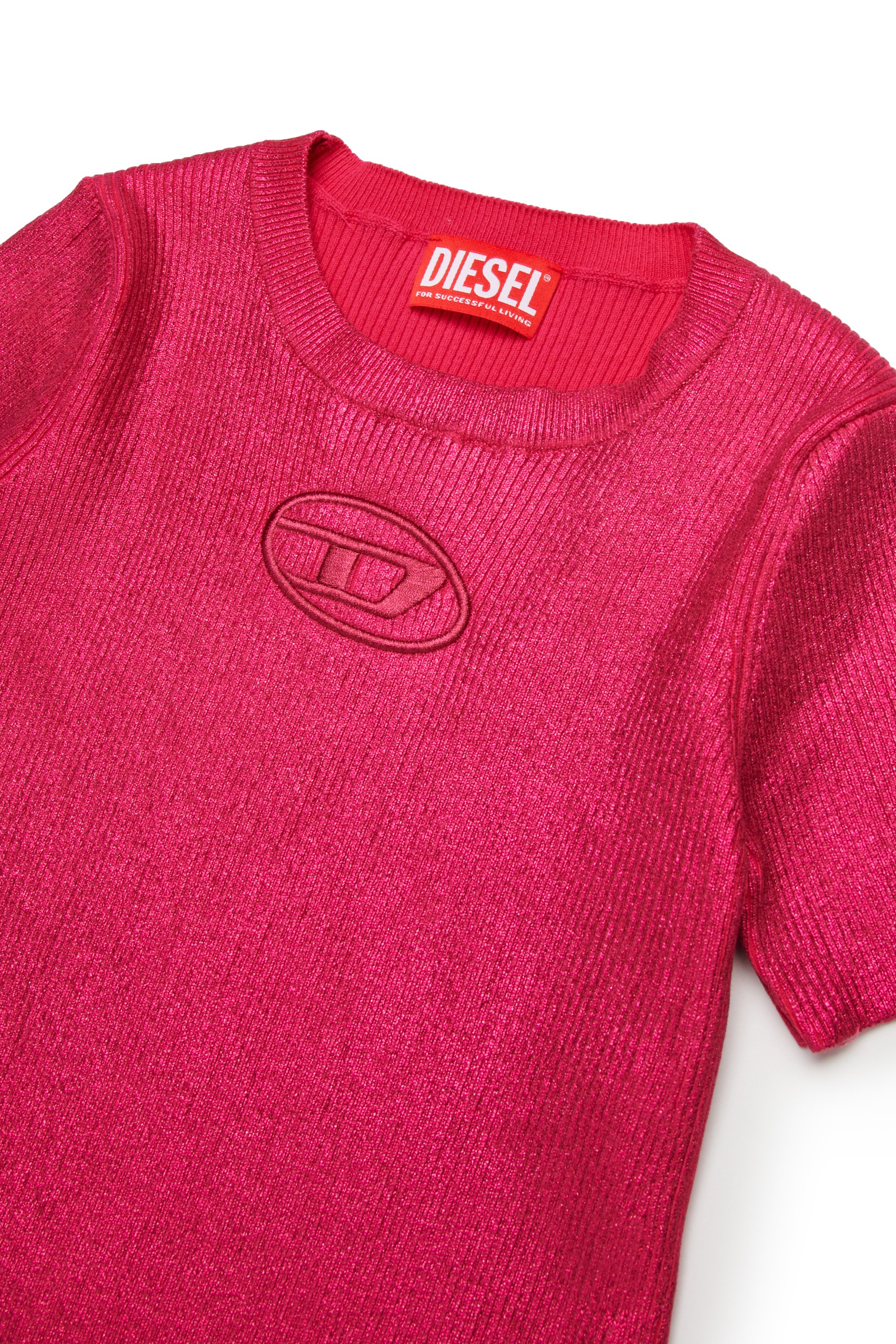 Diesel - DMONERVAX, Vestido de punto de canalé metálico Mujer in Rosa - 3