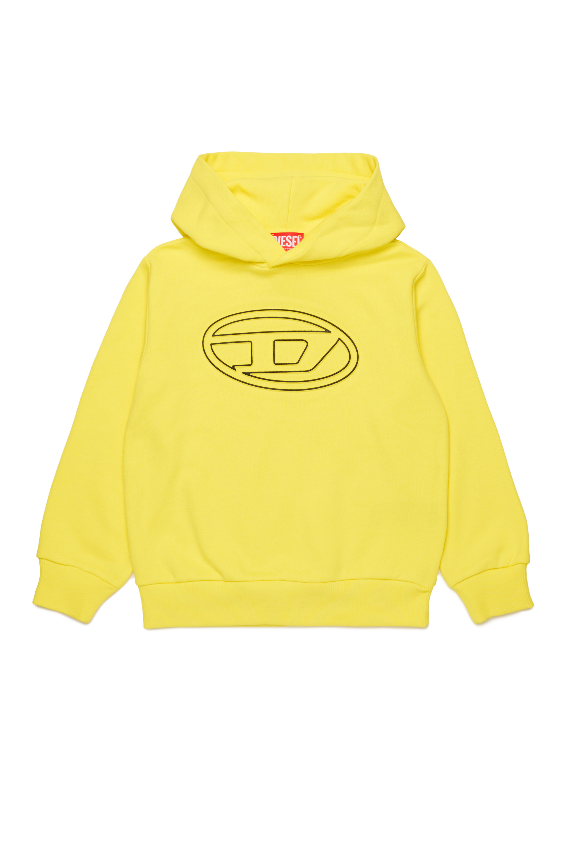 Diesel - SBIGOVALHOOD OVER, Sudadera con capucha y logotipo Oval D en relieve Hombre in Amarillo - 1