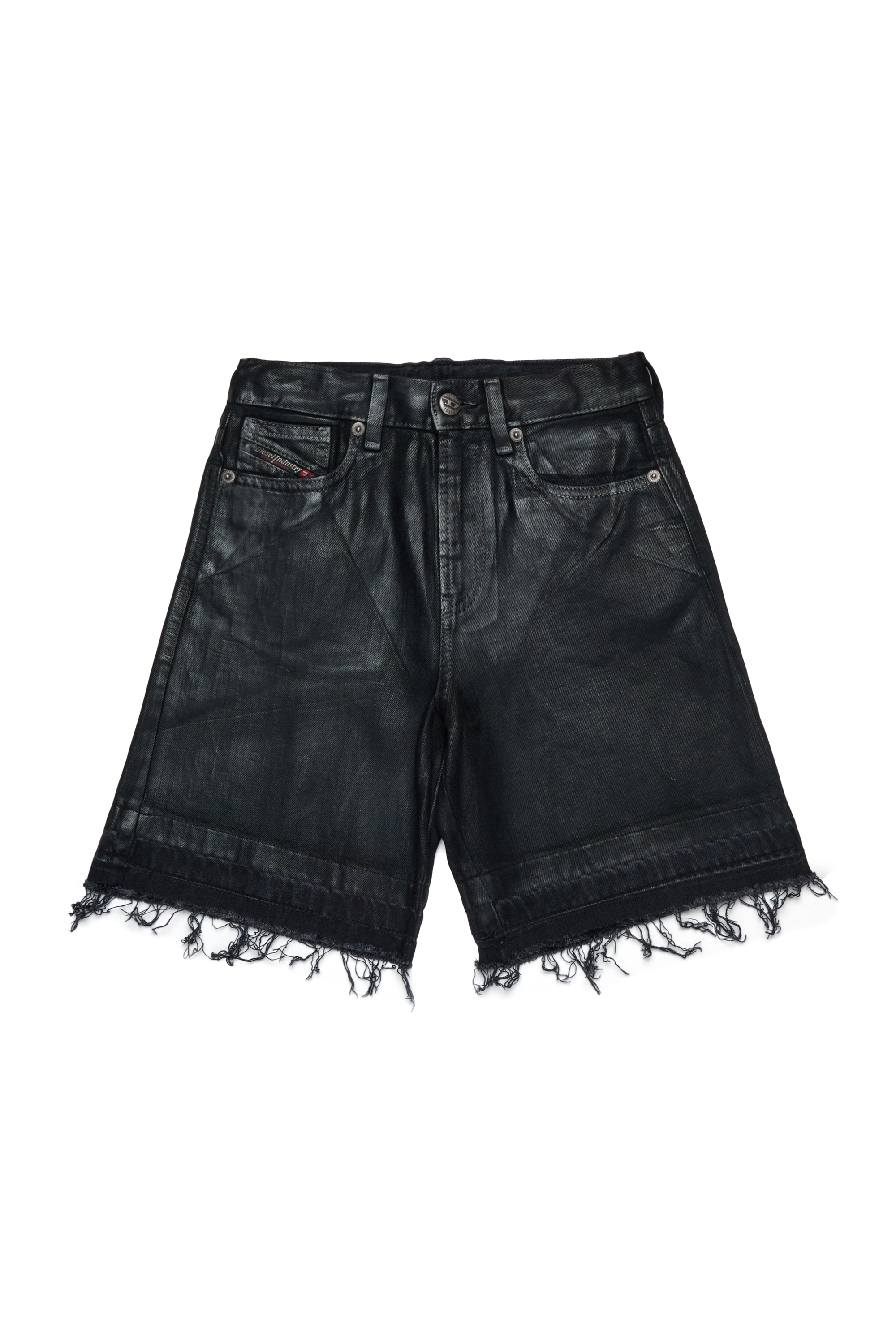 Diesel - D-ARGJX-SHORT-SP-J, Shorts vaqueros con detalles deshilachados Mujer in Negro - 1