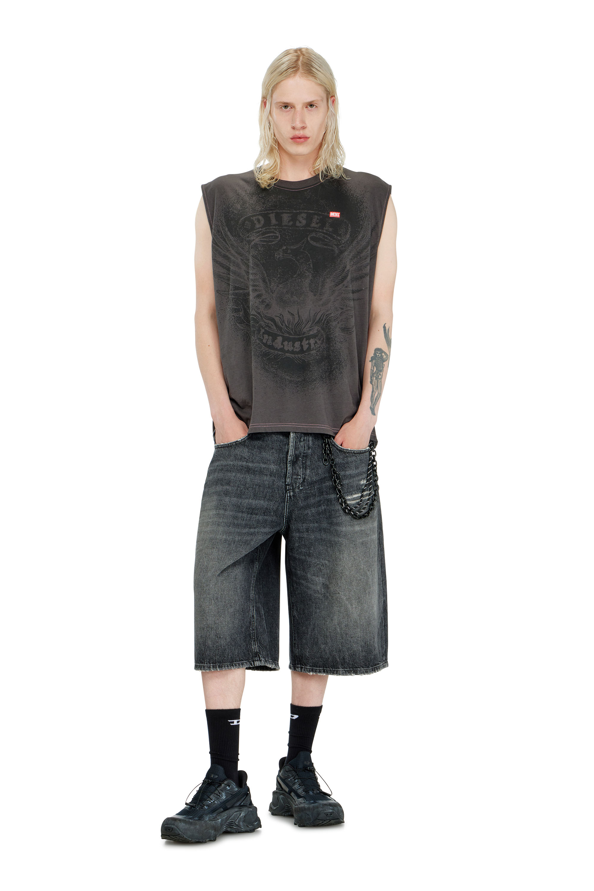 Diesel - T-BOXT-SL-NOTCH, Top sin mangas de algod&oacute;n con gr&aacute;fico tonal Hombre in ToBeDefined - 1