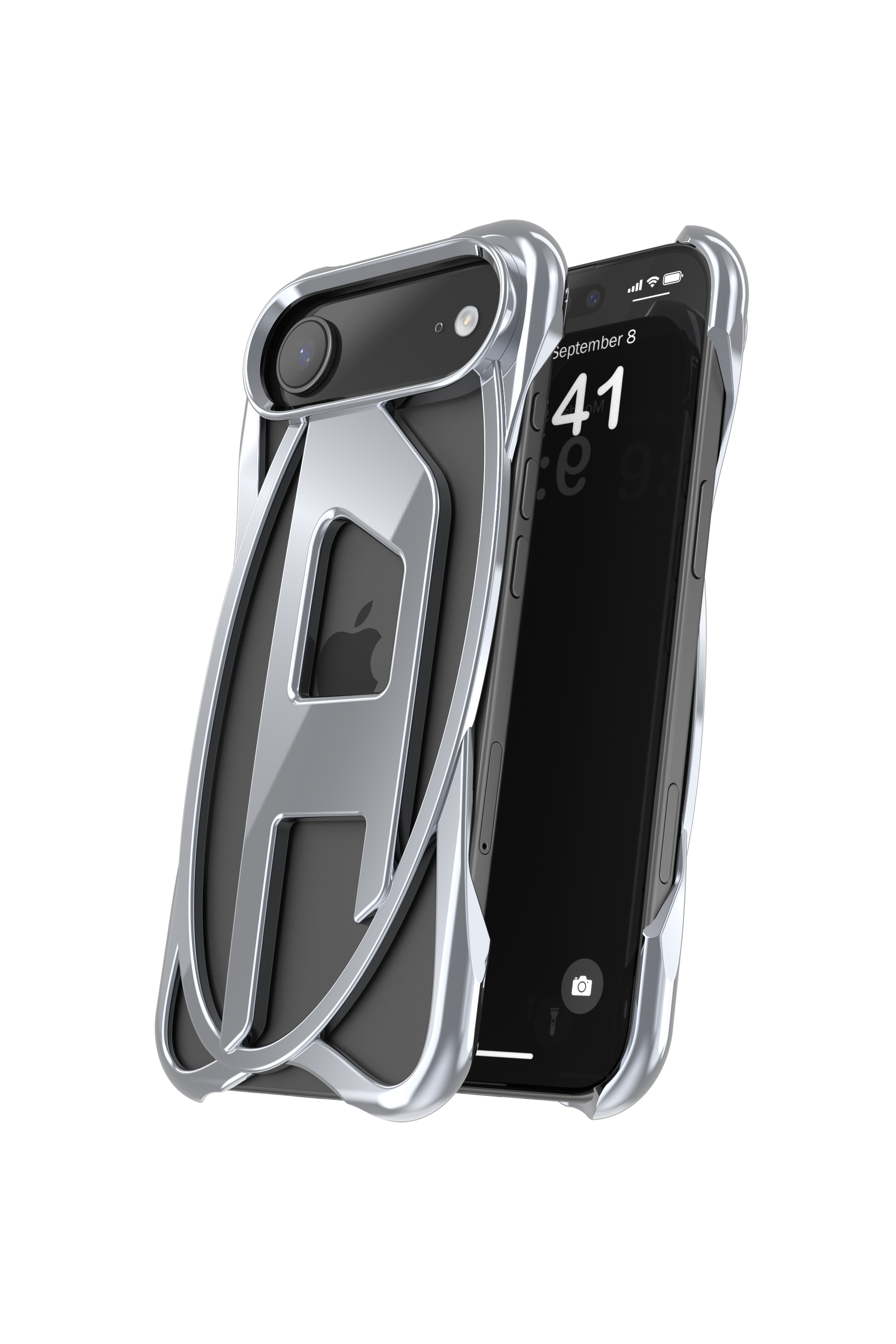 Diesel - 60444 D FRAME CASE, Funda brillante Caged D para iPhone 17 Air Unisex in Gris - 3