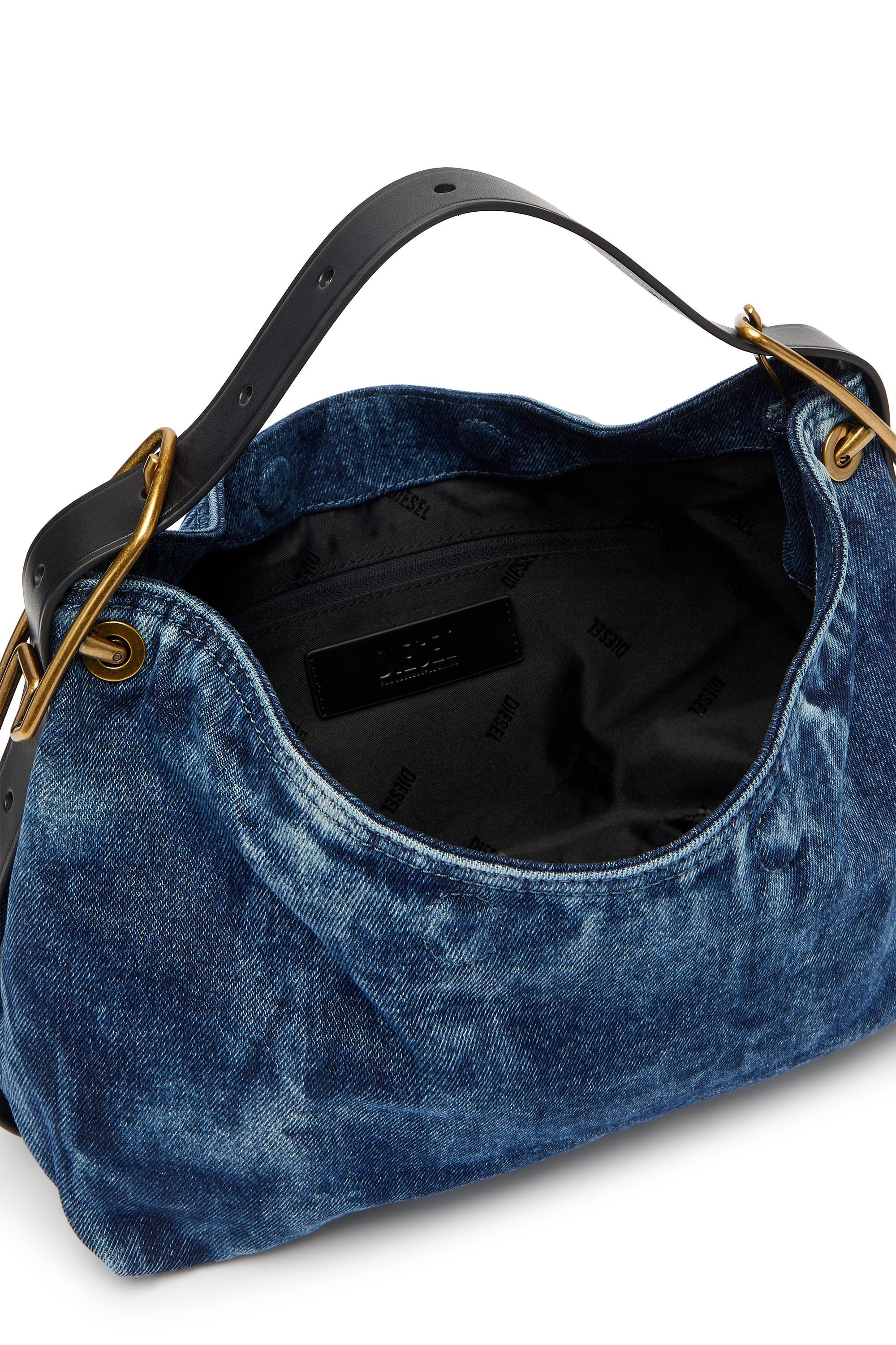 Diesel - D-LINE SHOULDER, D-Line-Bolso de hombro en deim Mujer in Azul marino - 4