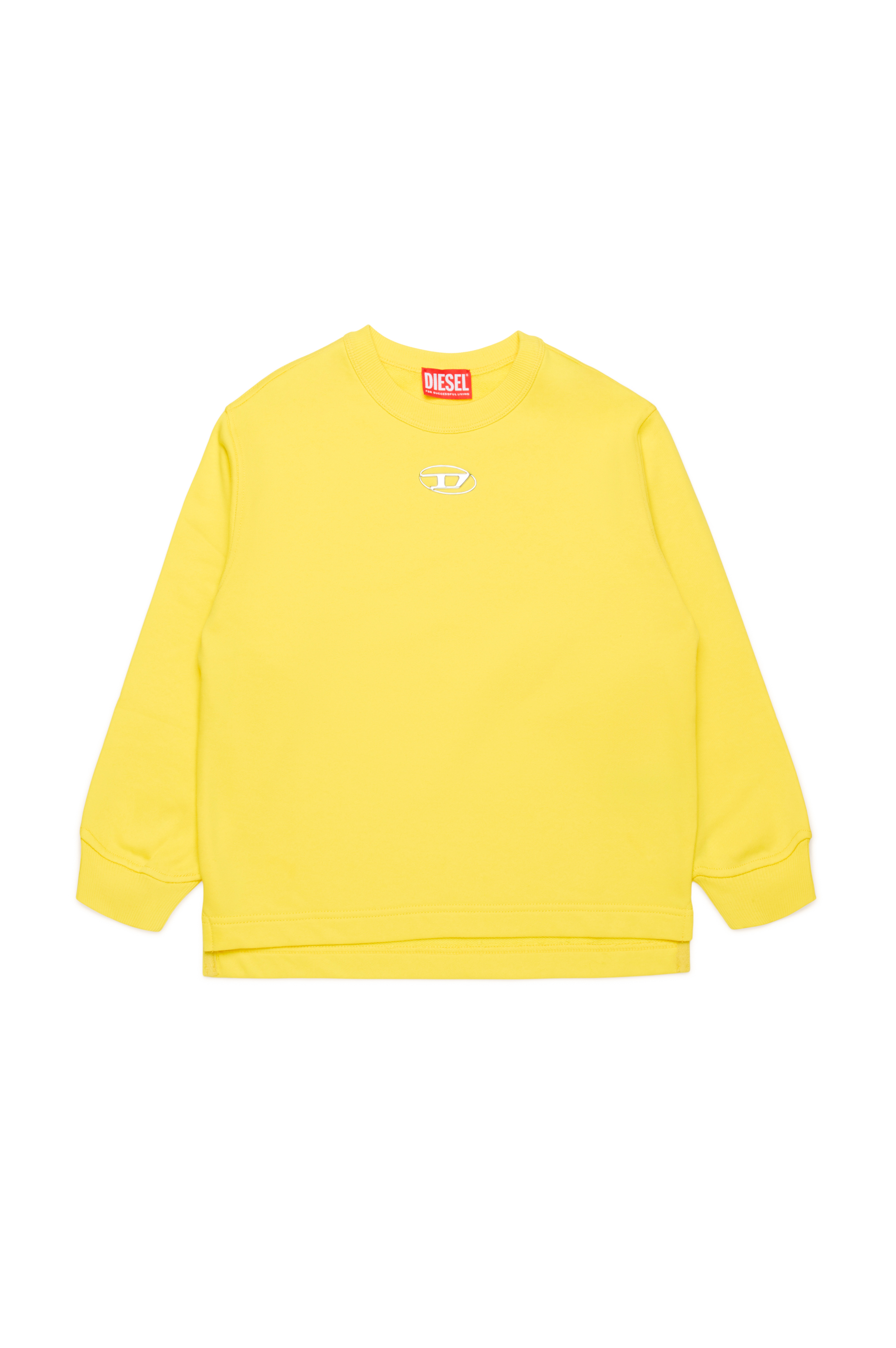 Diesel - SMACSISOD OVER, Sudadera con logotipo Oval D de aspecto metálico Hombre in Amarillo - 1