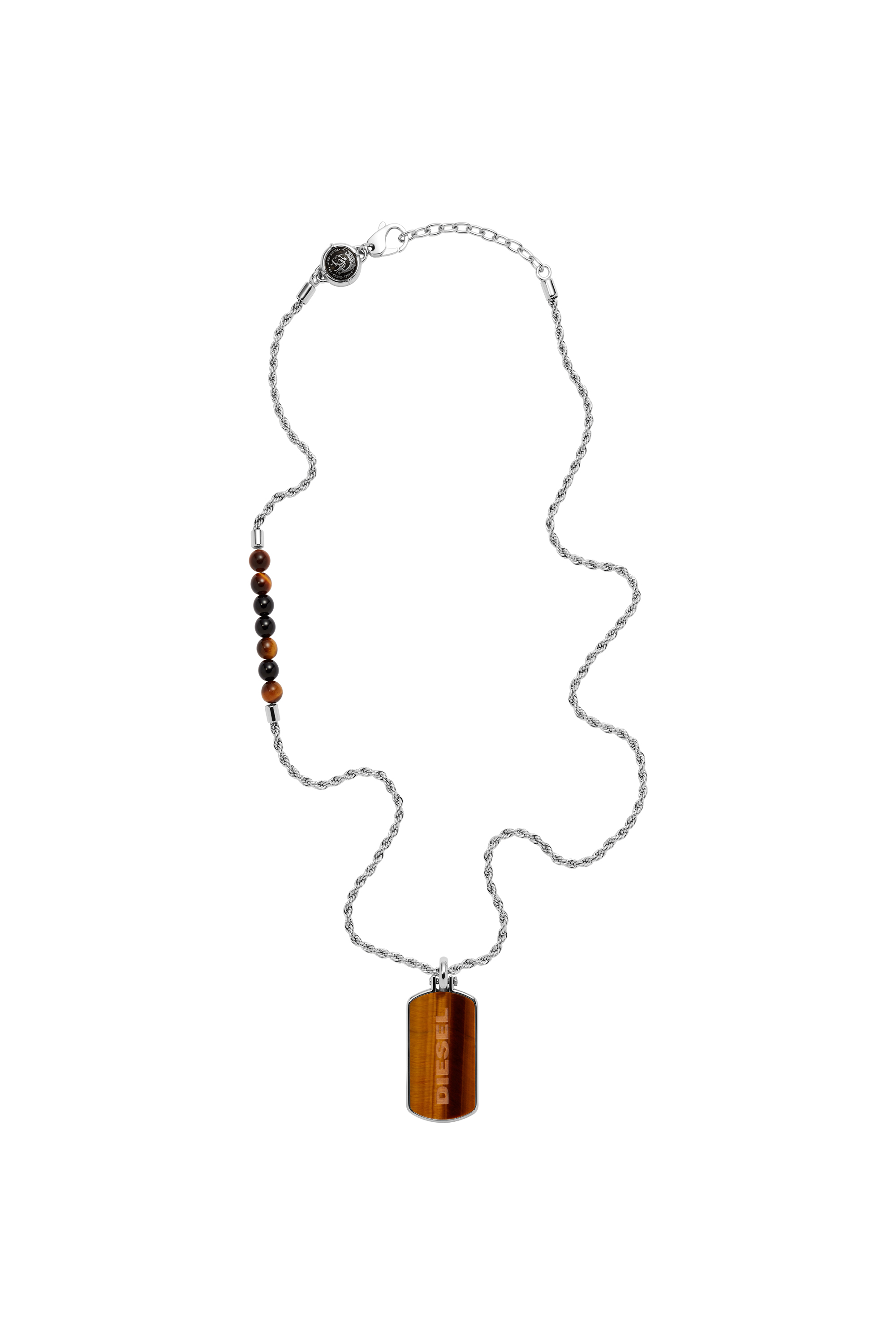 Diesel - DX1318, Collar con placa de identificaci&oacute;n  de ojo de tigre Hombre in Multicolor - 2