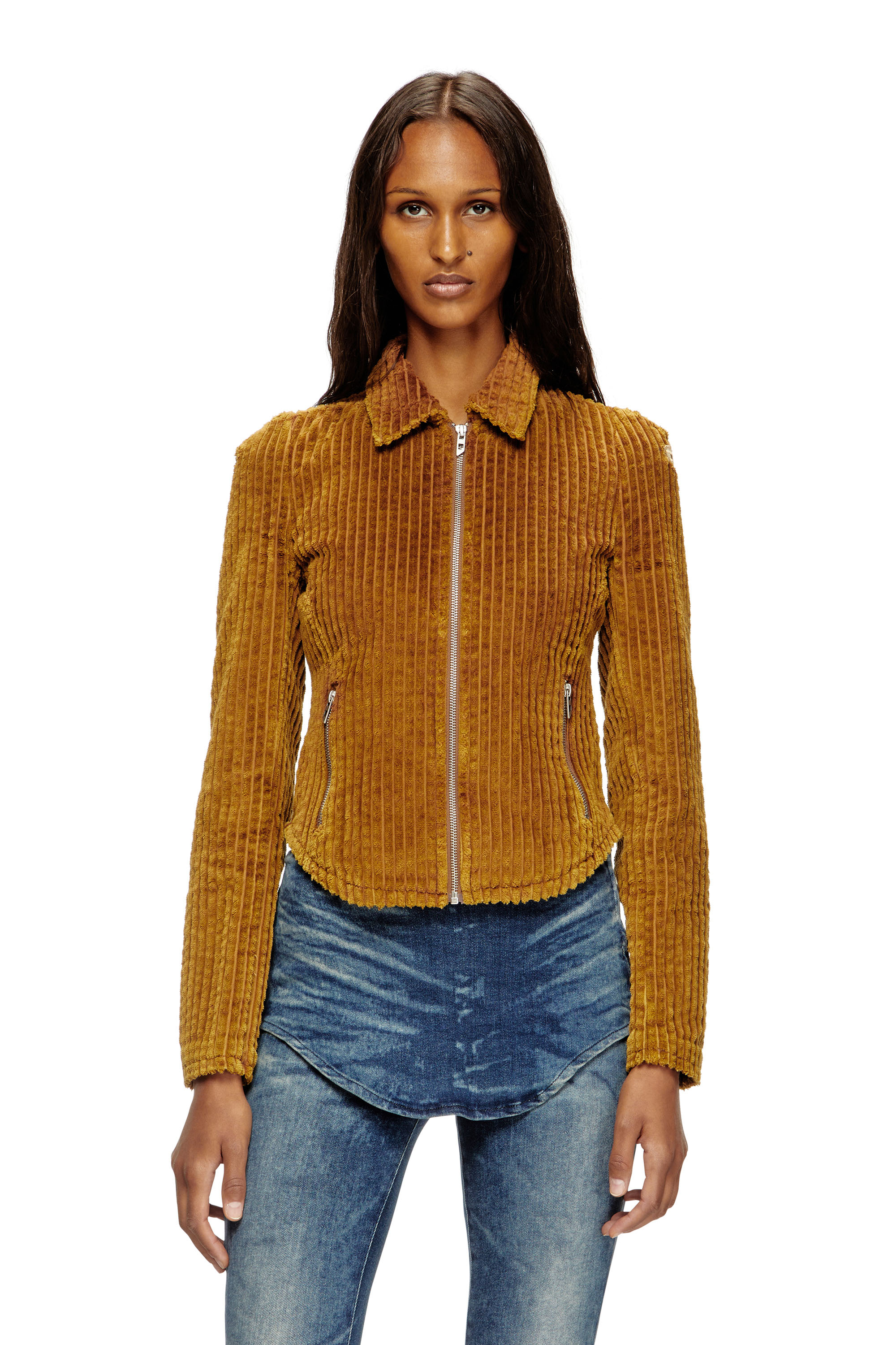 Diesel - G-ENEA, Chaqueta camisa de pana de algodón Mujer in Marrón - 1