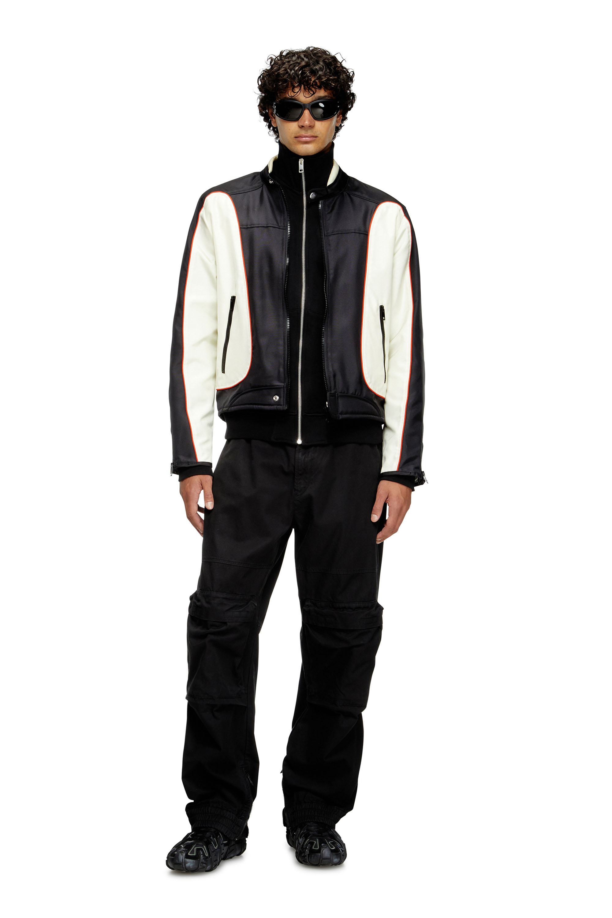 Diesel - J-BLINK-A, Chaqueta biker con bloques de color y ribetes Hombre in Multicolor - 2