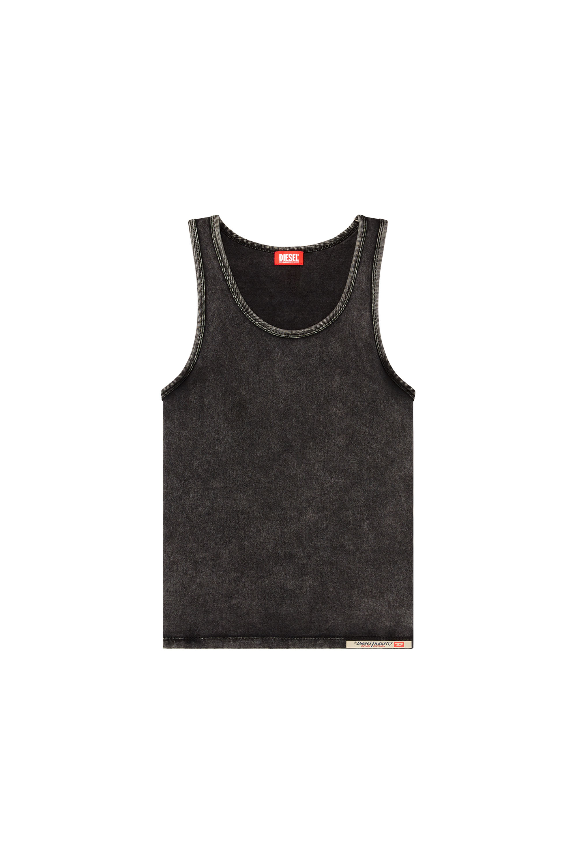 Diesel - WALTY-DNM, Camiseta de tirantes con efecto denim Hombre in Negro - 3