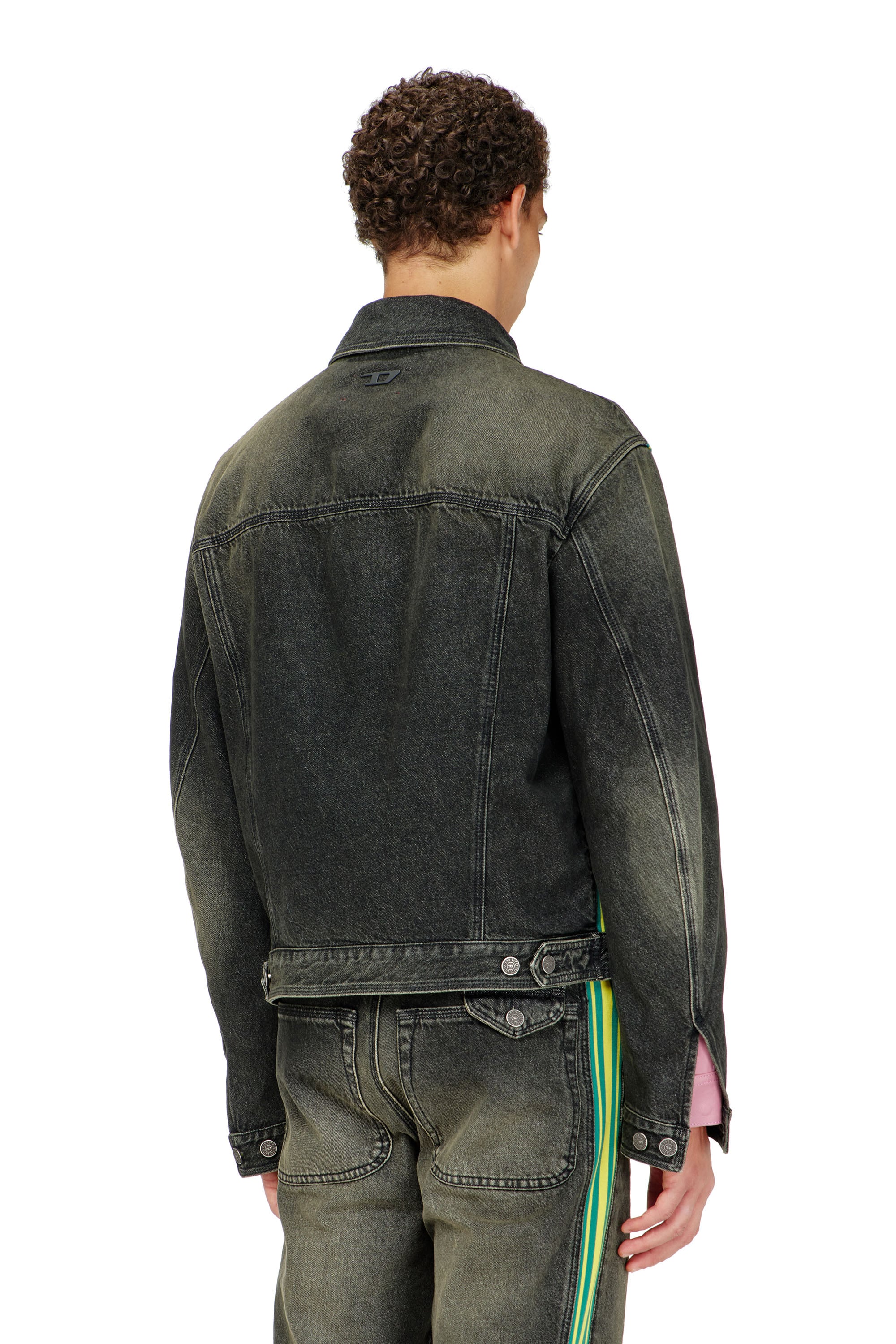 Diesel - D-BAS-FSJ1, Chaqueta trucker con bandas de hombro a rayas Hombre in Negro - 3