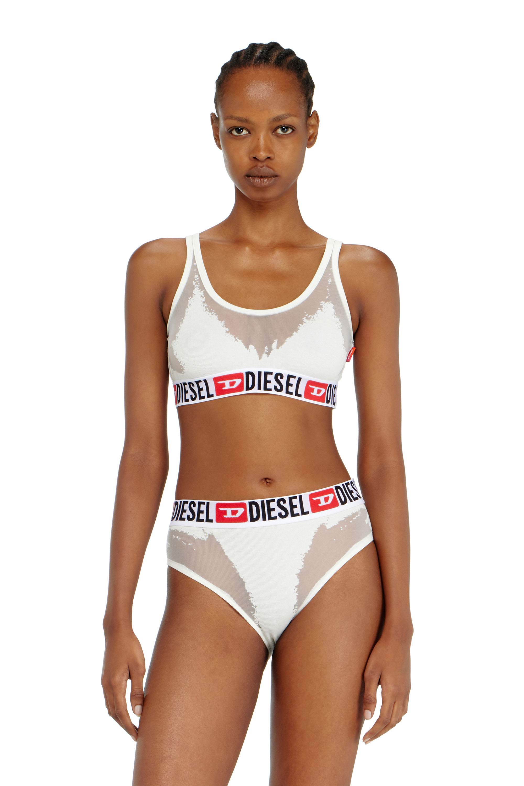 Diesel - PR-ORIBA-D-CORE, Bralette con efecto devor&eacute; transparente Mujer in Blanco - 1
