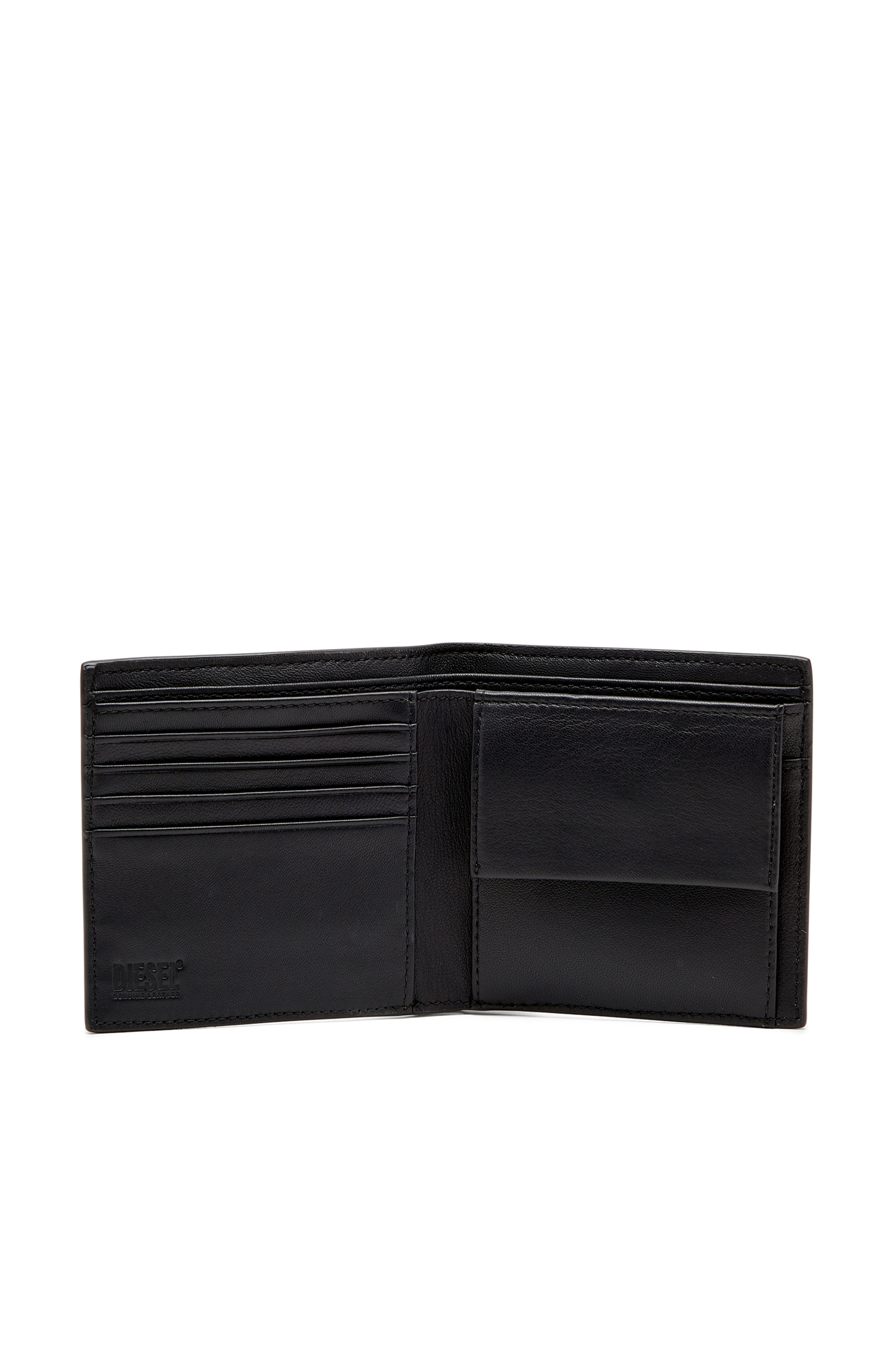 Diesel - RAVE BI-FOLD COIN S, Cartera de cuero napa que se pliega por la mitad Hombre in Negro - 3