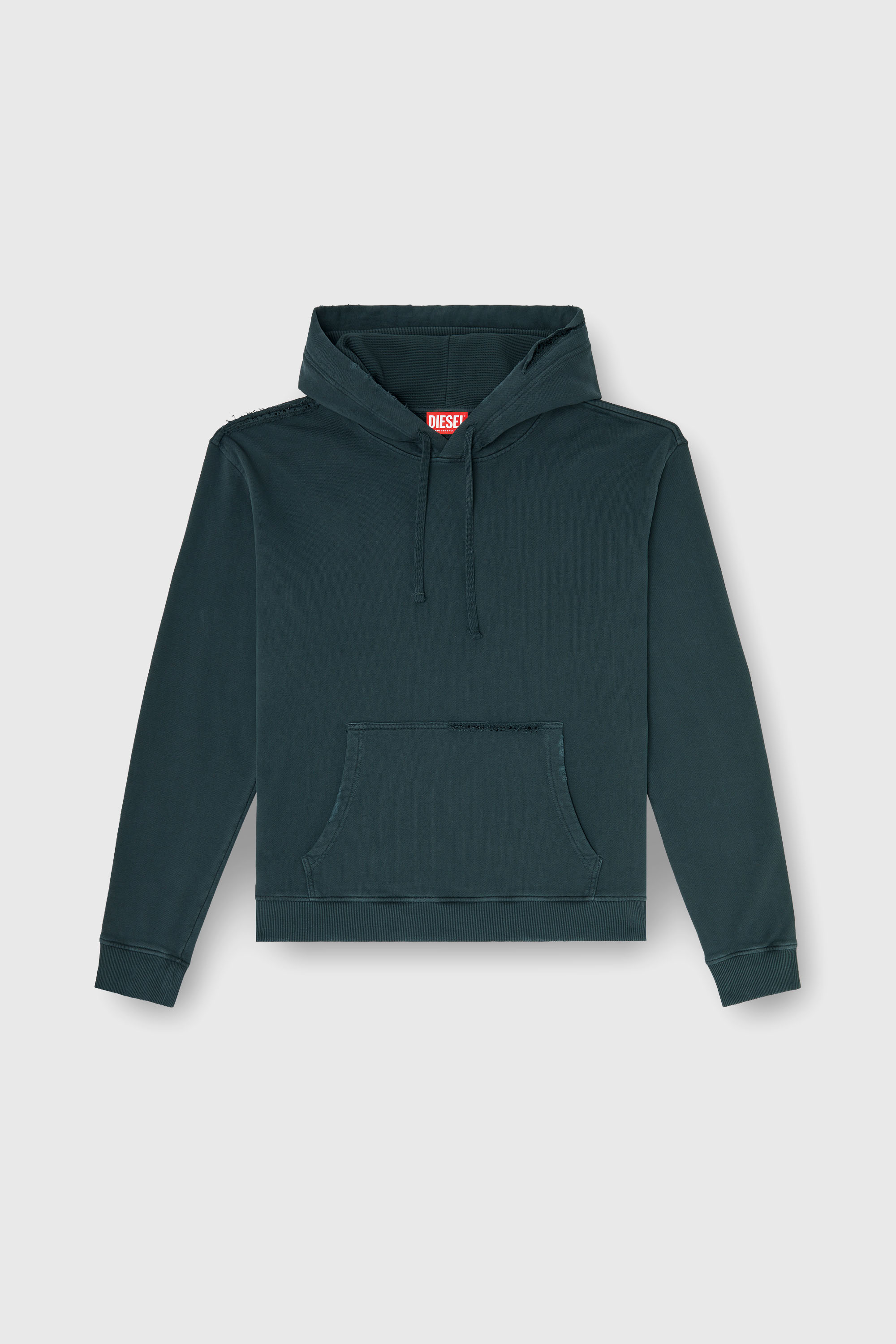 Diesel - S-NORM-HOOD-CRYSTALS, Sudadera con rotos y detalles de cristal Hombre in Verde - 2