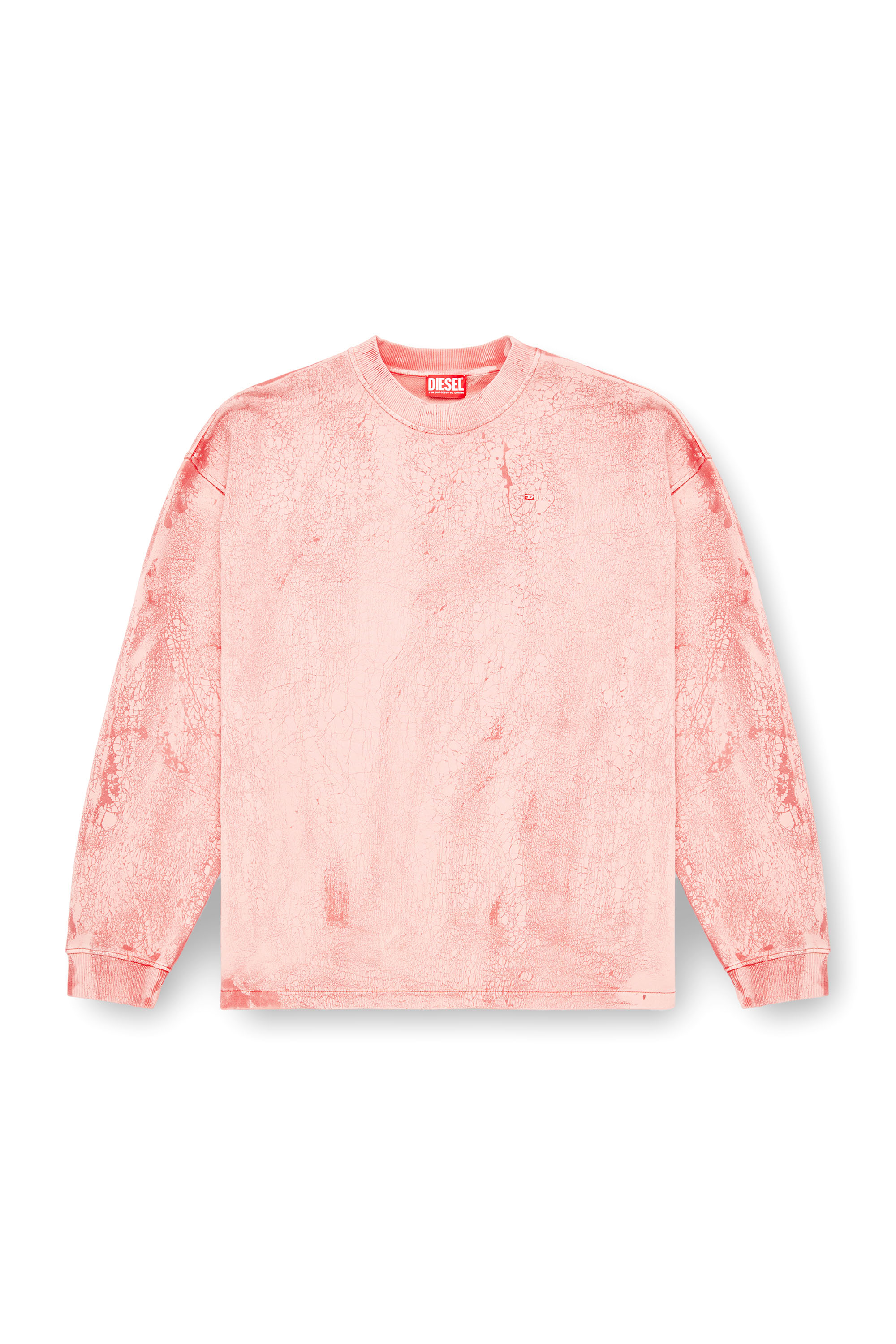 Diesel - S-BAXT-T1, Sudadera con efecto agrietado y logotipo micro Hombre in Rosa - 2
