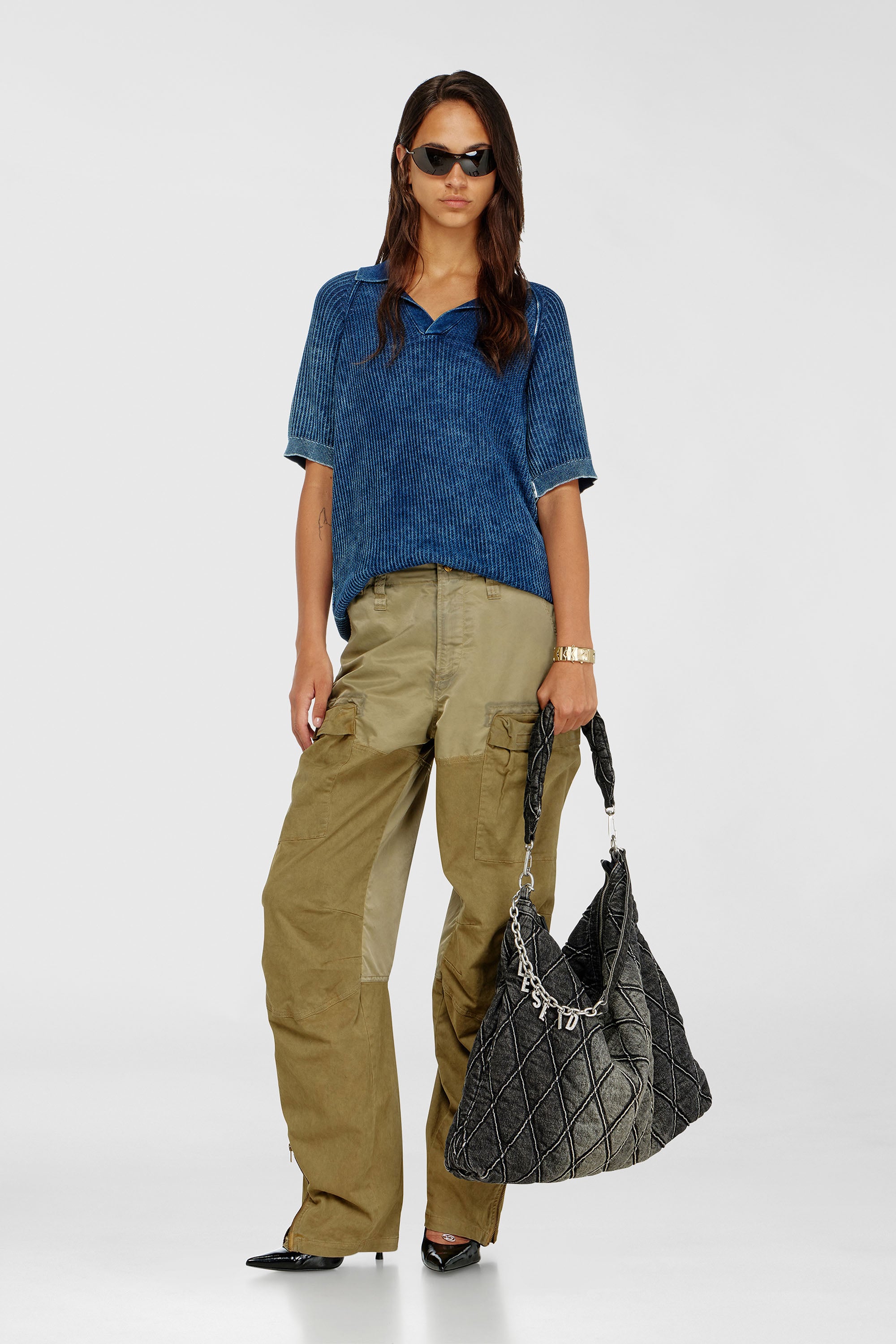 Diesel - P-ARKER, Pantalones cargo de algod&oacute;n y nailon Mujer in Verde - 1