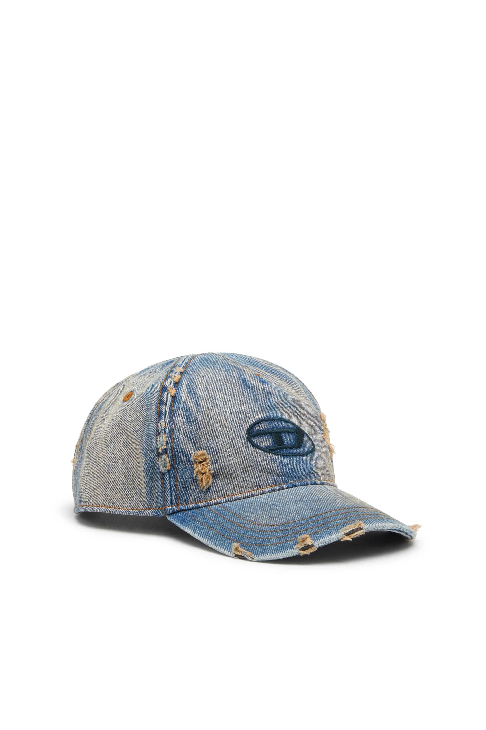 Diesel - C-ENIC, Gorra vaquera con detalles deshilachados y logotipo bordado. Hombre in Azul marino - 1