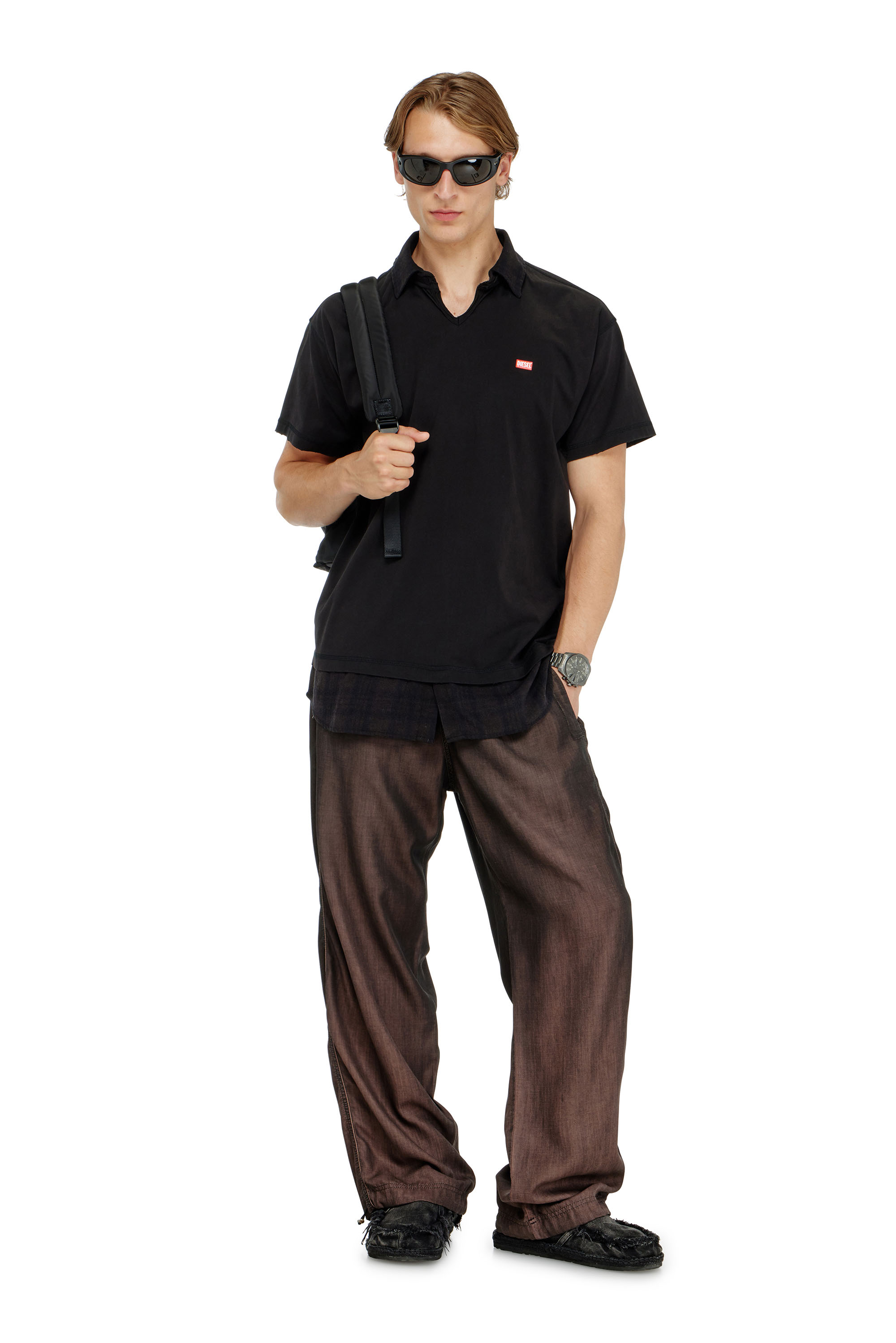 Diesel - T-ANSEL, Polo de punto con detalles de franela a cuadros Hombre in ToBeDefined - 2