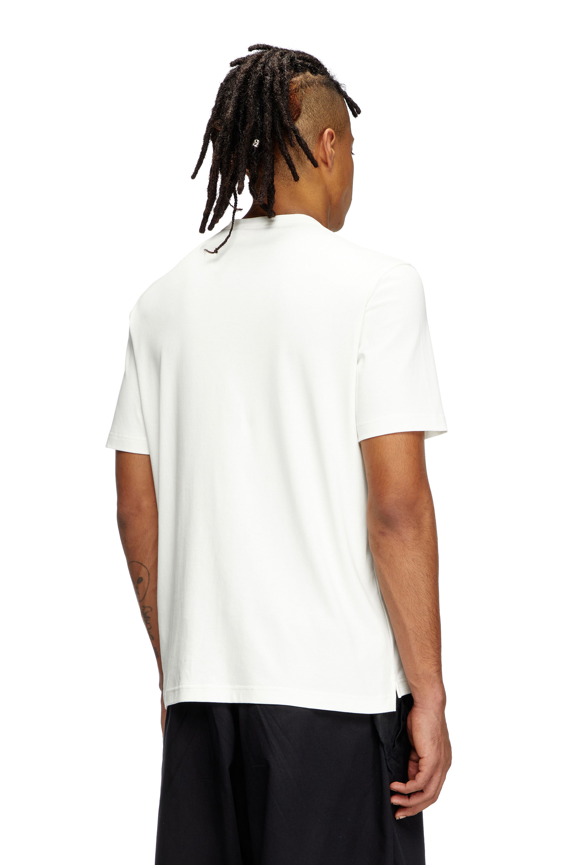 Diesel - T-ADJUST-SLITS-R17, T-shirt with tonal logo embroidery Hombre in Blanco - 4