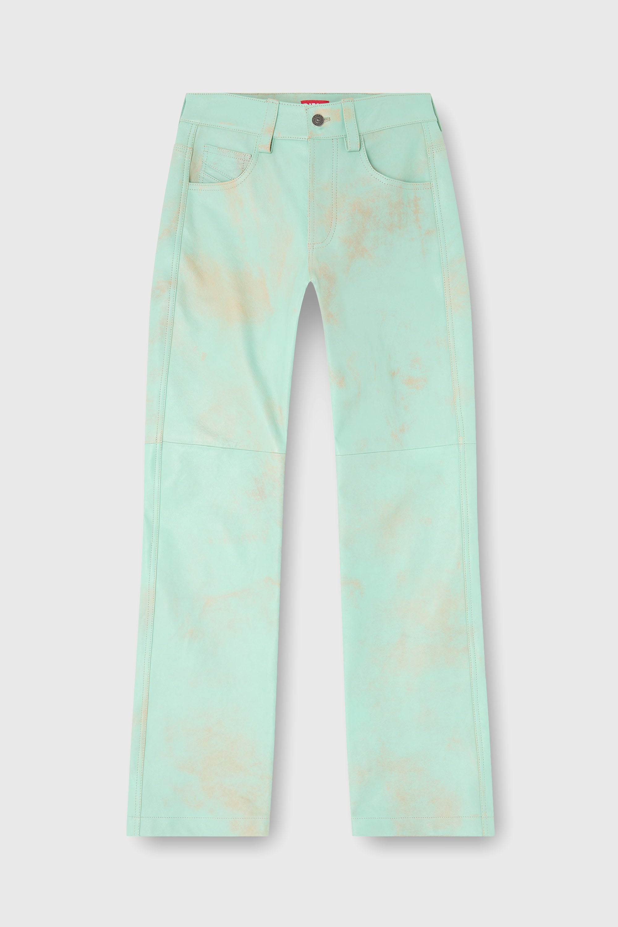 Diesel - L-POCKA, Pantal&oacute;n de cuero tratado Mujer in Verde - 2