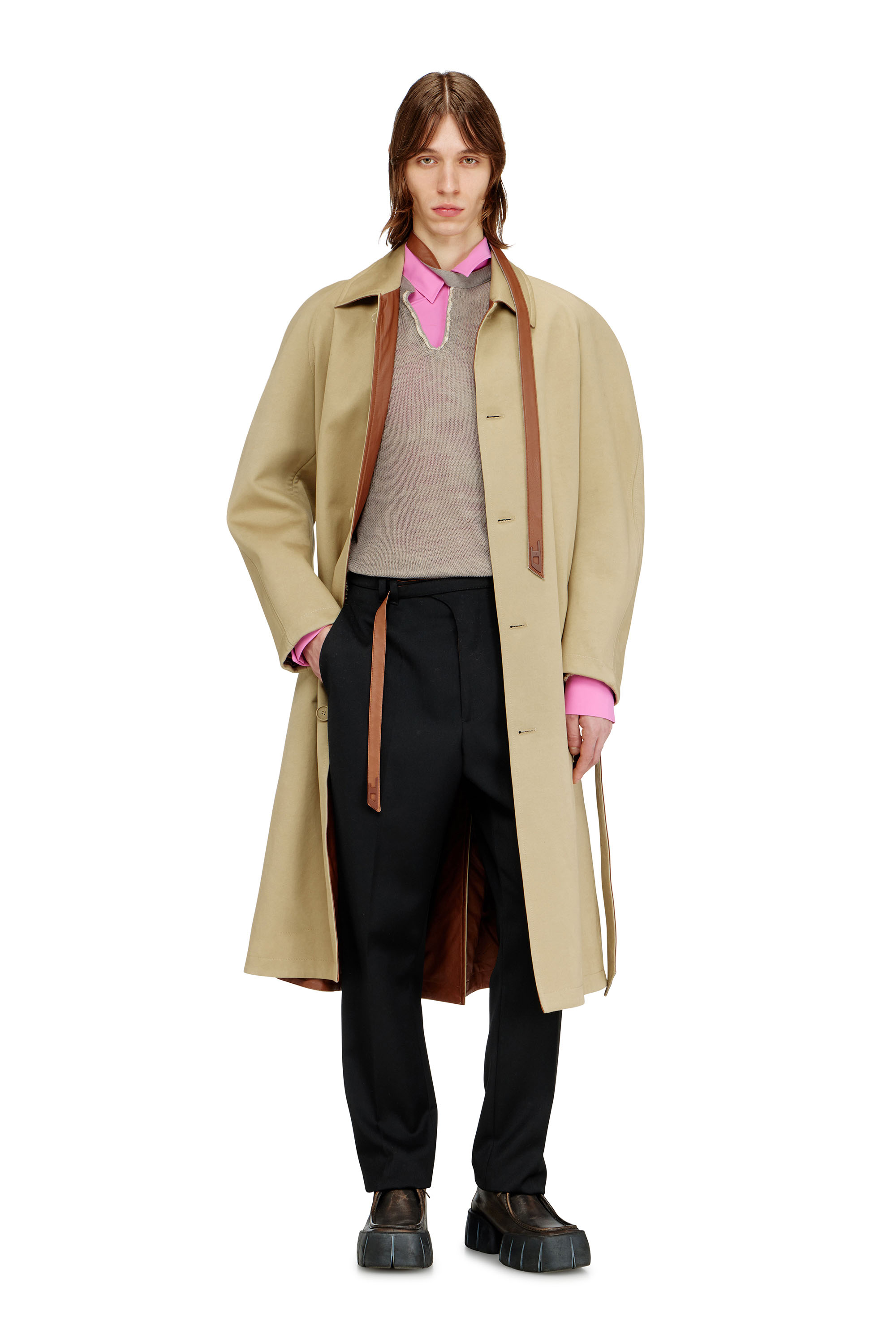 Diesel - P-NEDAR-A, Pantalones de corte sastre con cintur&oacute;n tipo biker Hombre in Negro - 2