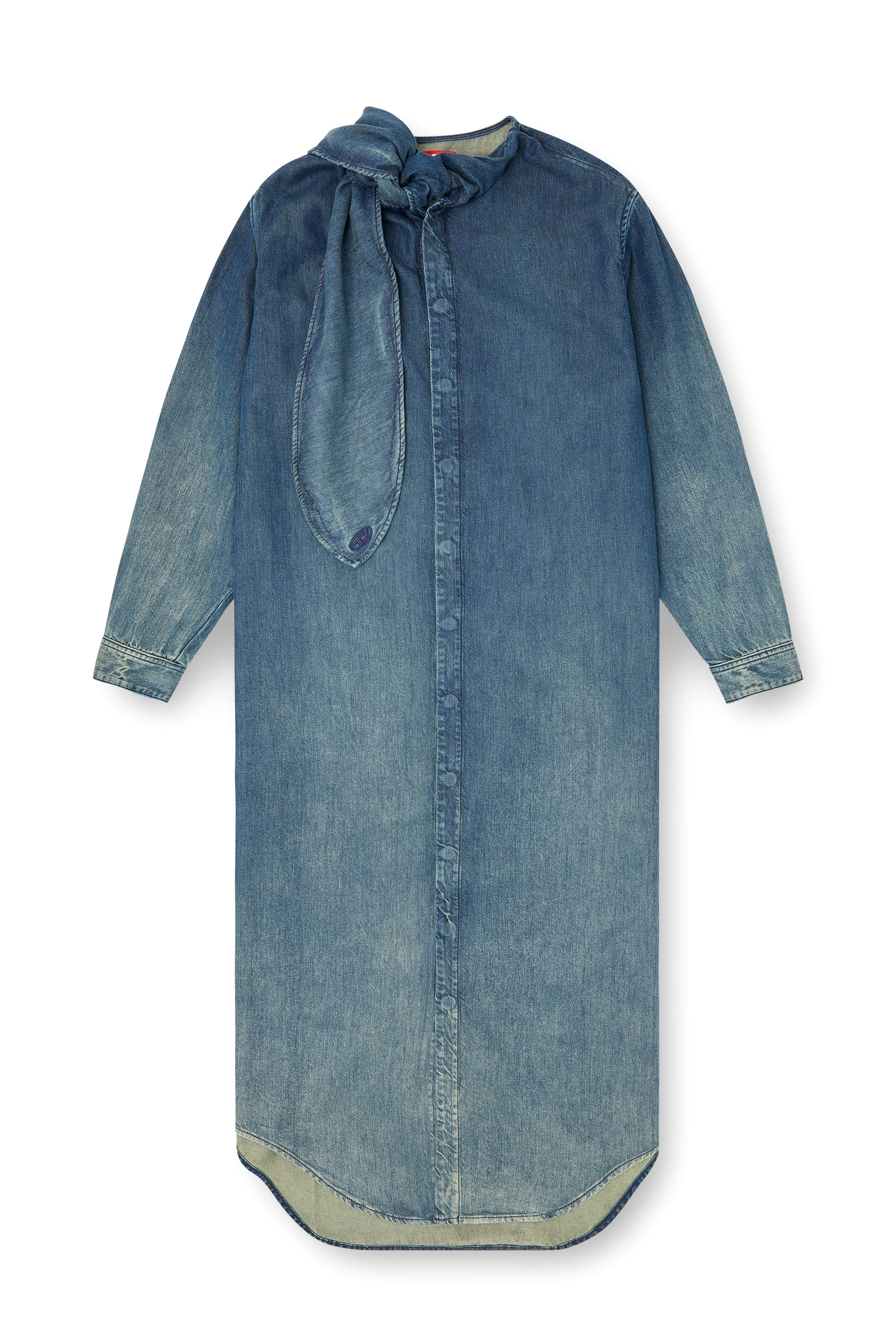 Diesel - DE-BARBARA-S, Vestido camisero largo de denim fluido Mujer in Azul marino - 3