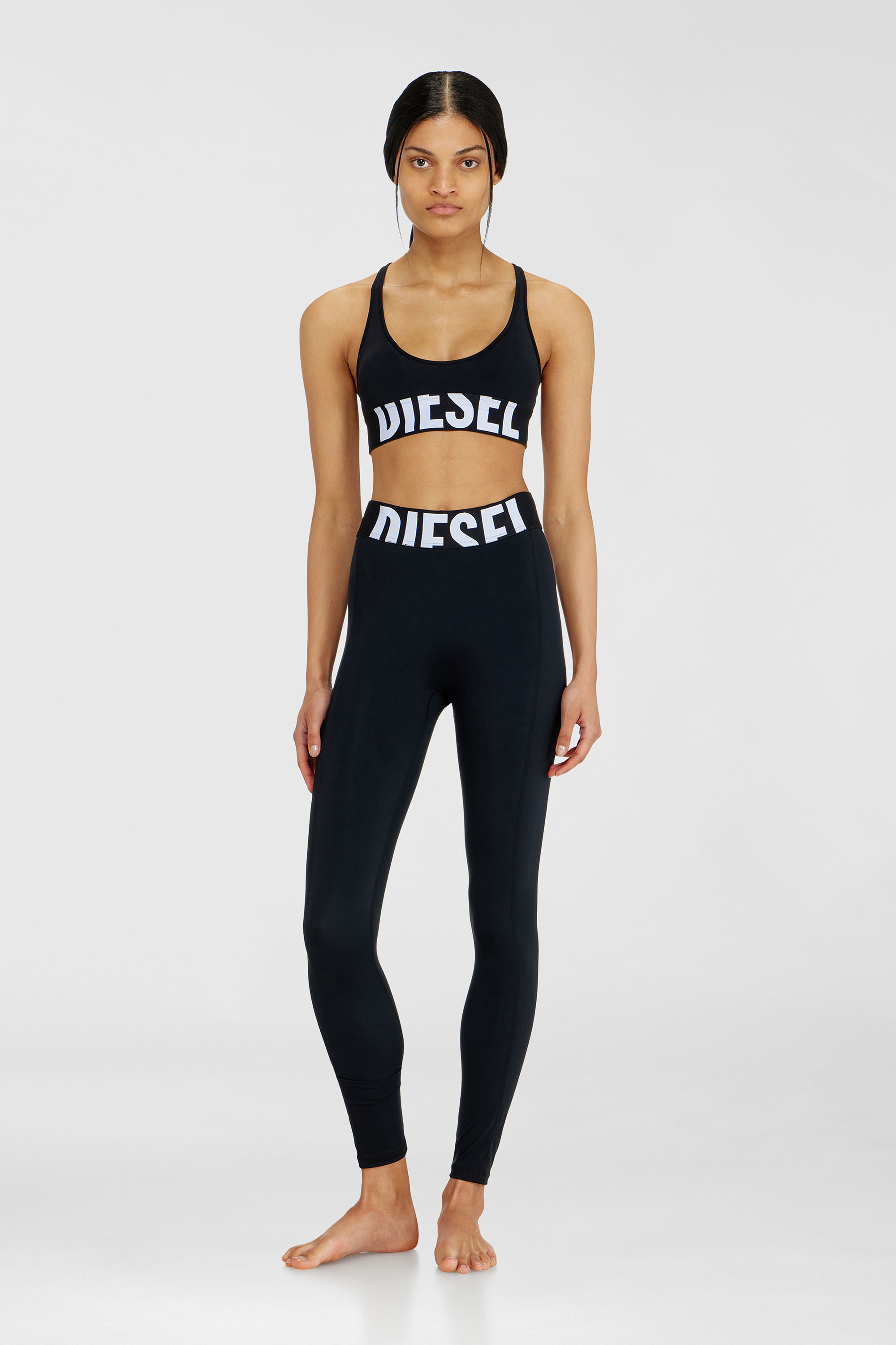 Diesel - ALLISON-D-POP, Sujetador deportivo de microfibra con logotipo recortado Mujer in Negro - 1