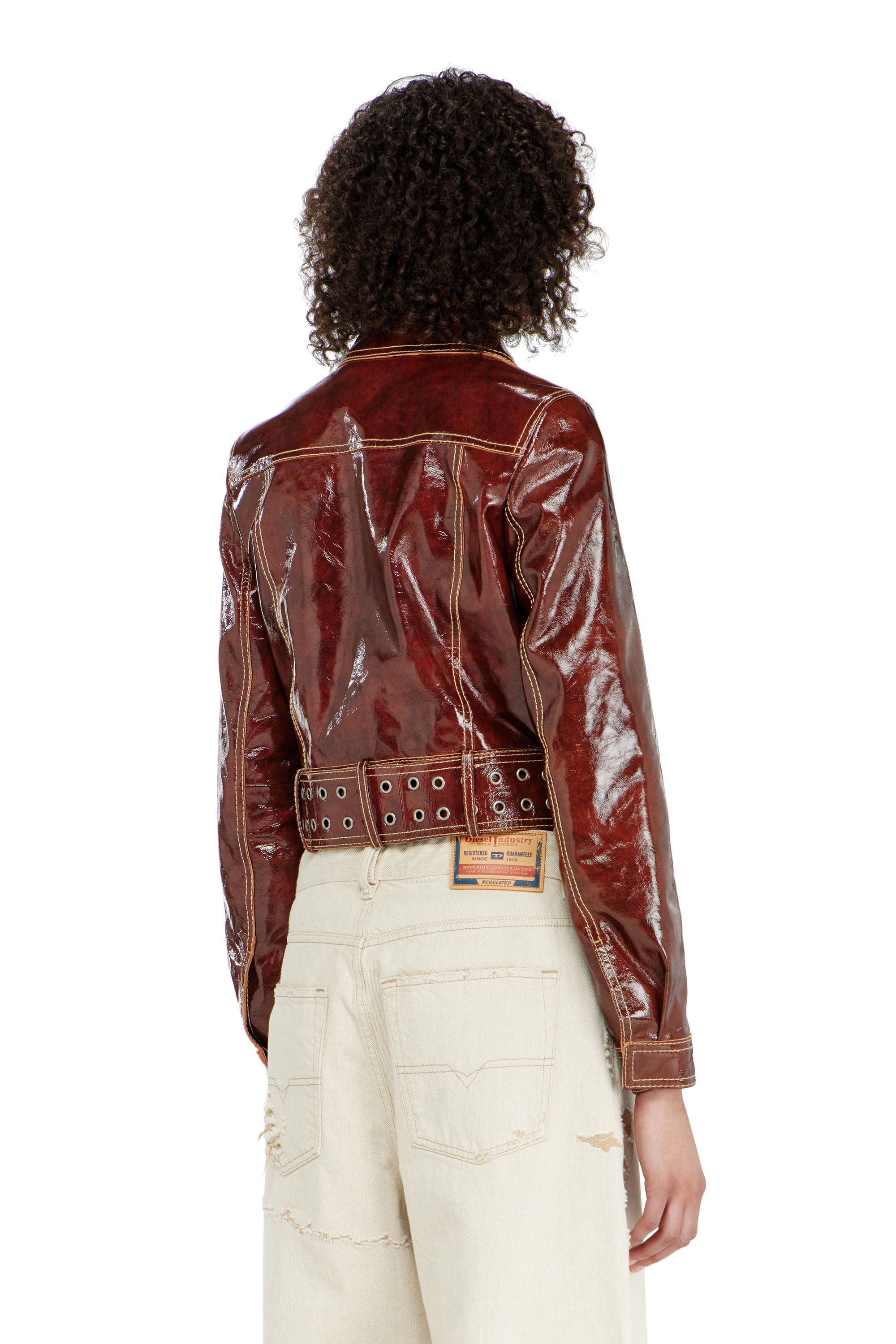 Diesel - L-EGEND, Chaqueta de charol con cintur&oacute;n ancho Mujer in ToBeDefined - 4