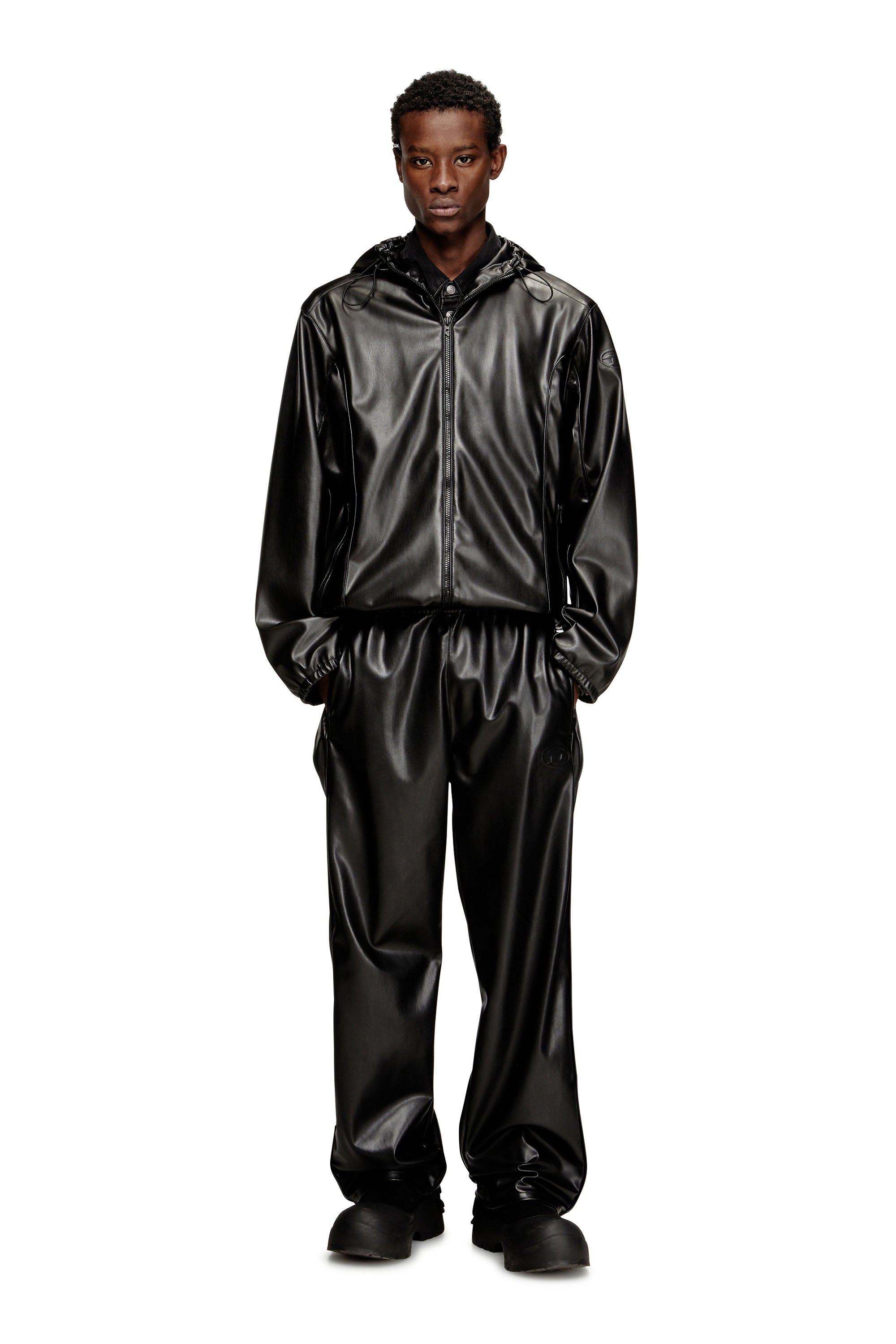 Diesel - P-ARTEN-PIPING-PGBX, Man's Track pants in coated fabric in null - 2