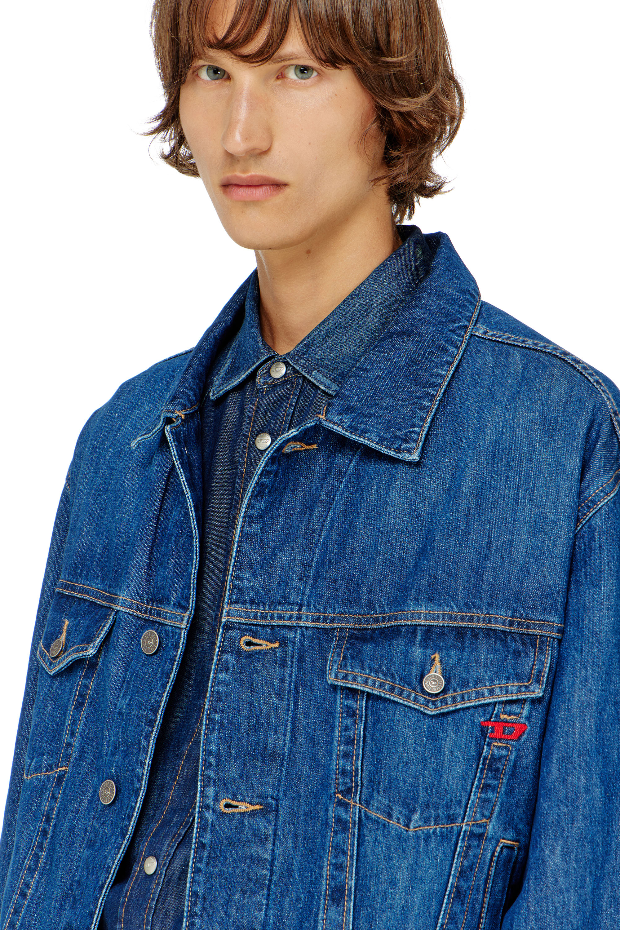 Diesel - D-RANGER, Chaqueta trucker de denim Hombre in Azul marino - 5