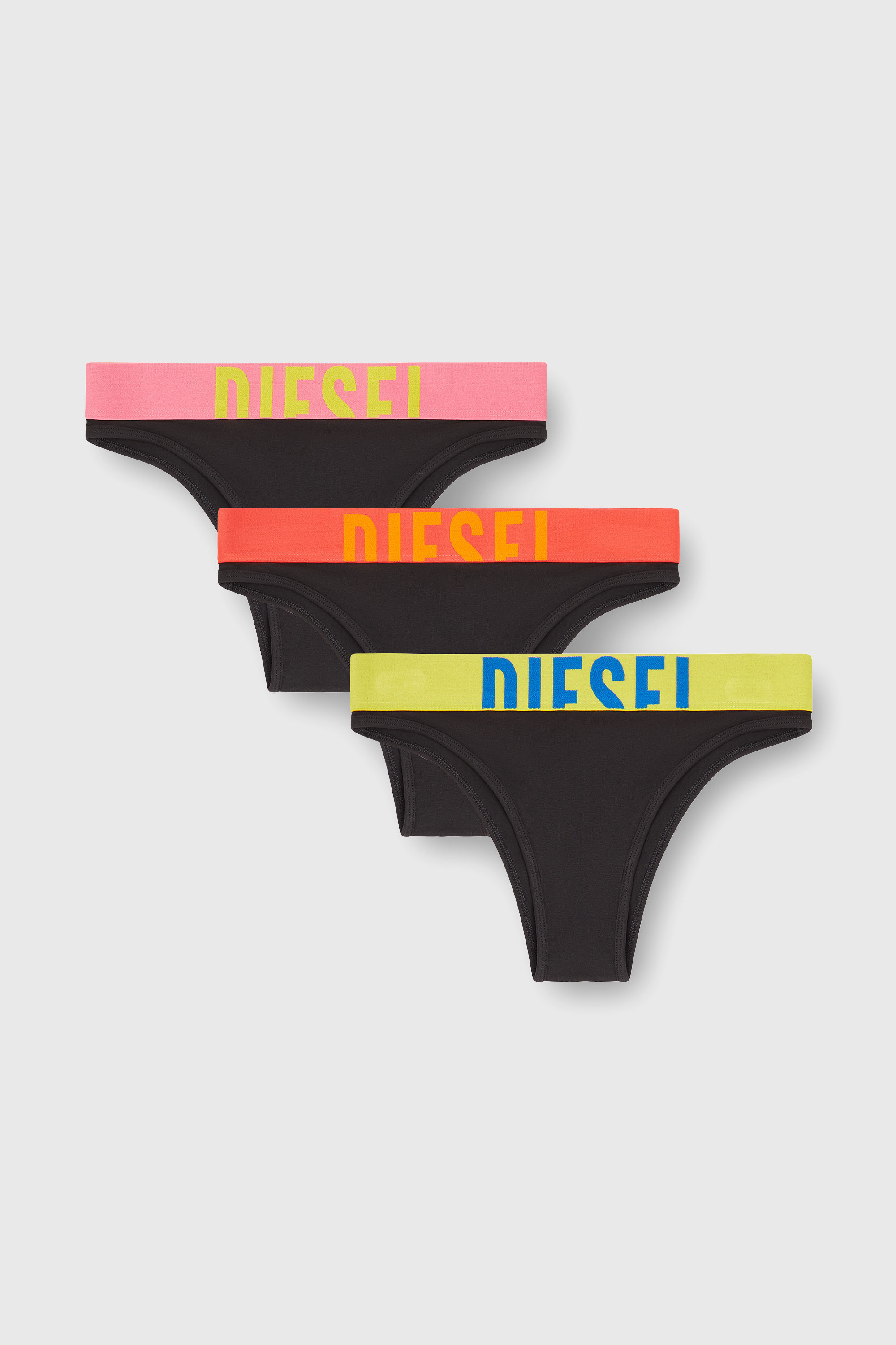 Diesel - FANNIE-D-POP-3PACK, Pack de 3 braguitas con cintura en contraste Mujer in Negro - 1