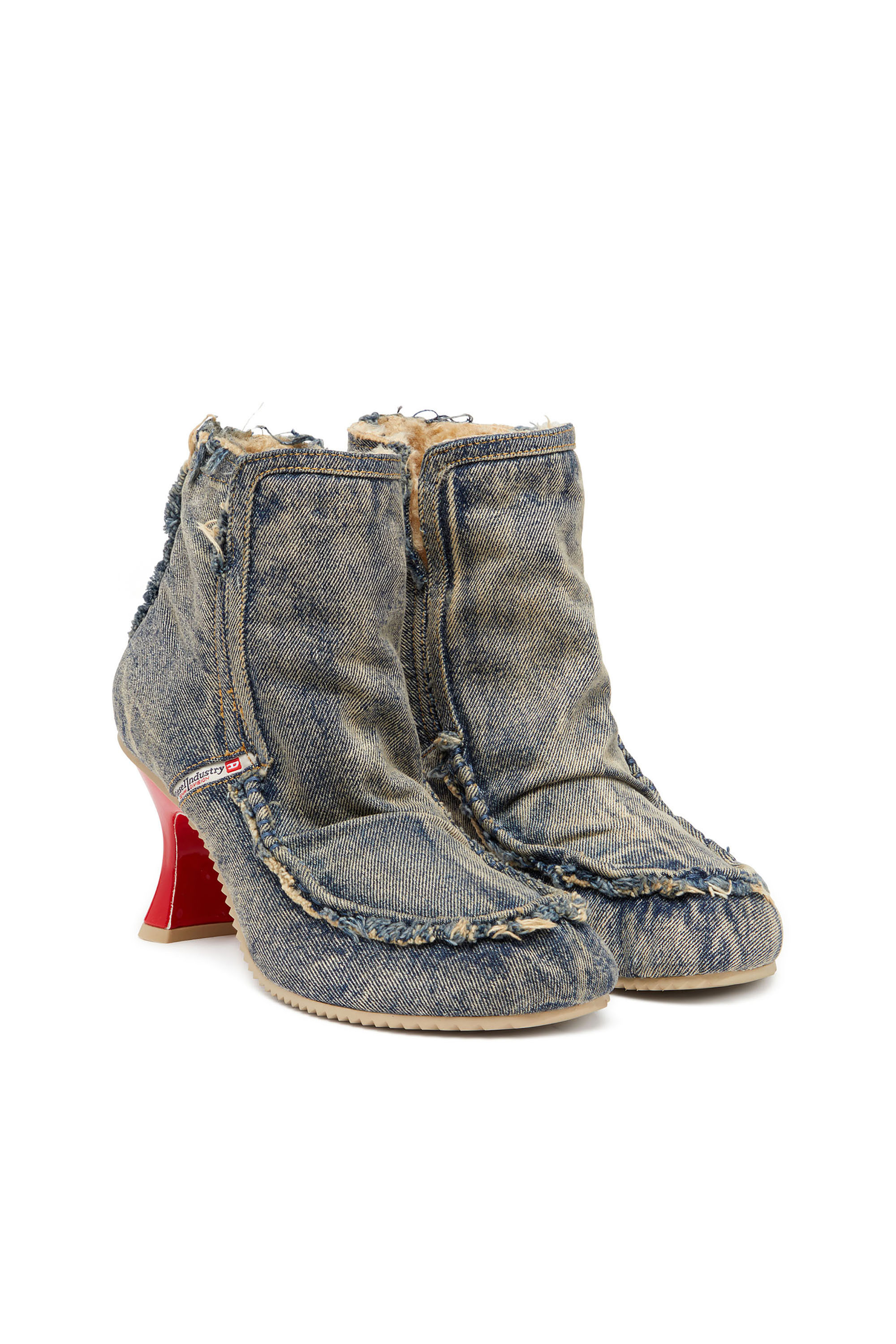 Diesel - D-WOODSTOCK HEEL AB, D-Woodstock - Botas de denim con tacón Mujer in Azul marino - 3