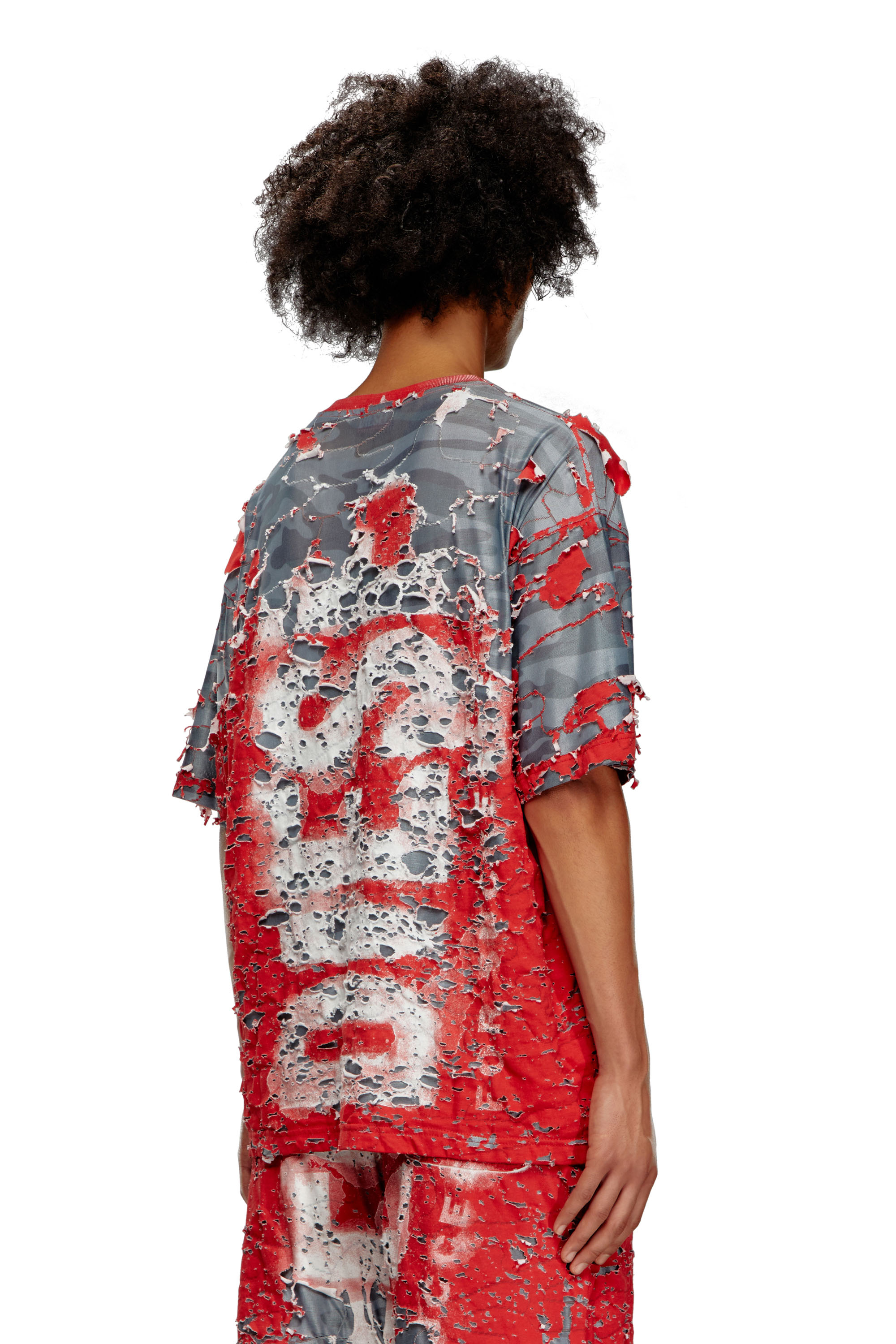 Diesel - T-BOXT-PEEL, Camiseta con logotipo en tejido destruido Hombre in Rojo - 4