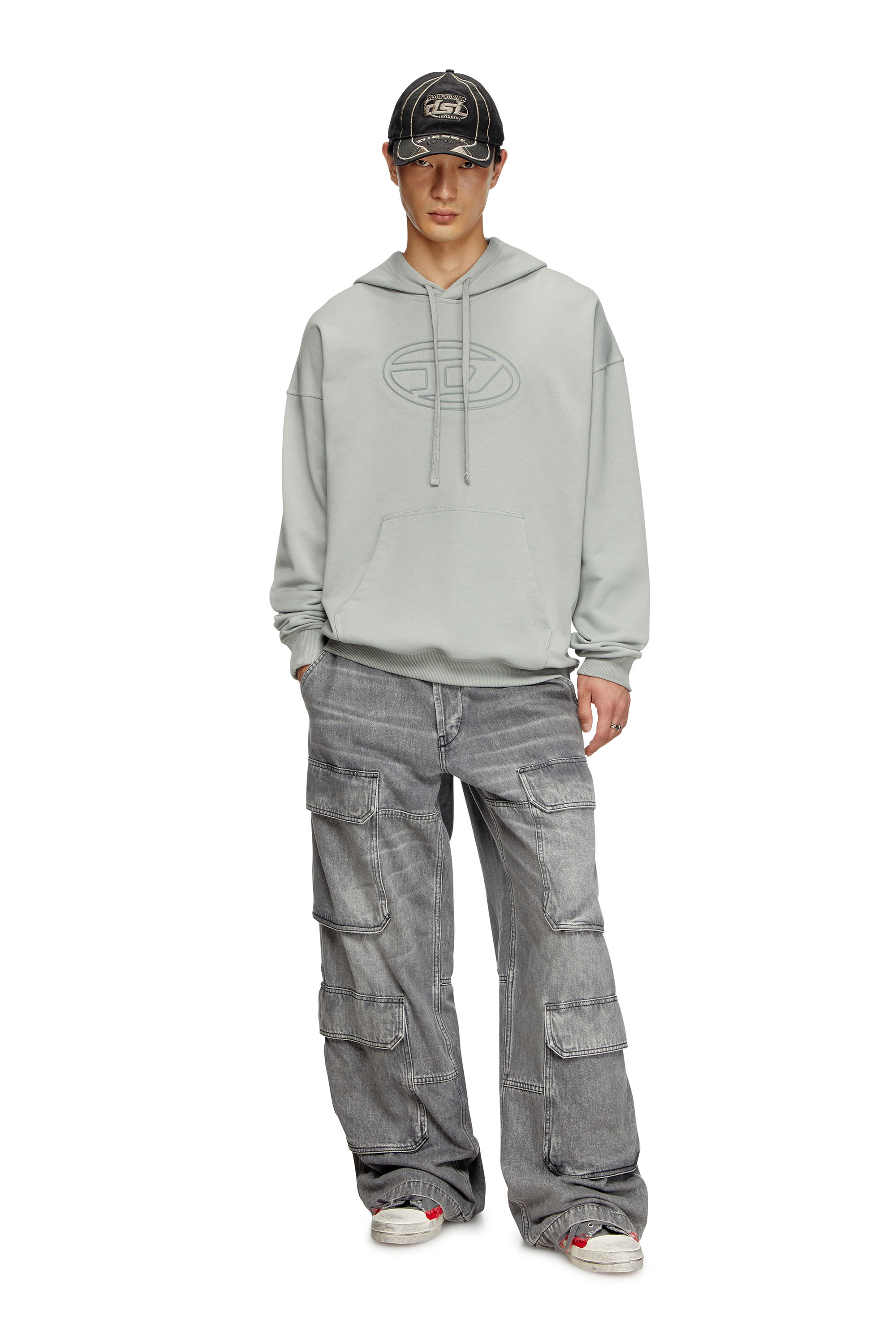 Diesel - S-UMMER-BIGOVAL, Sudadera con capucha y Oval D en relieve Hombre in Gris - 2