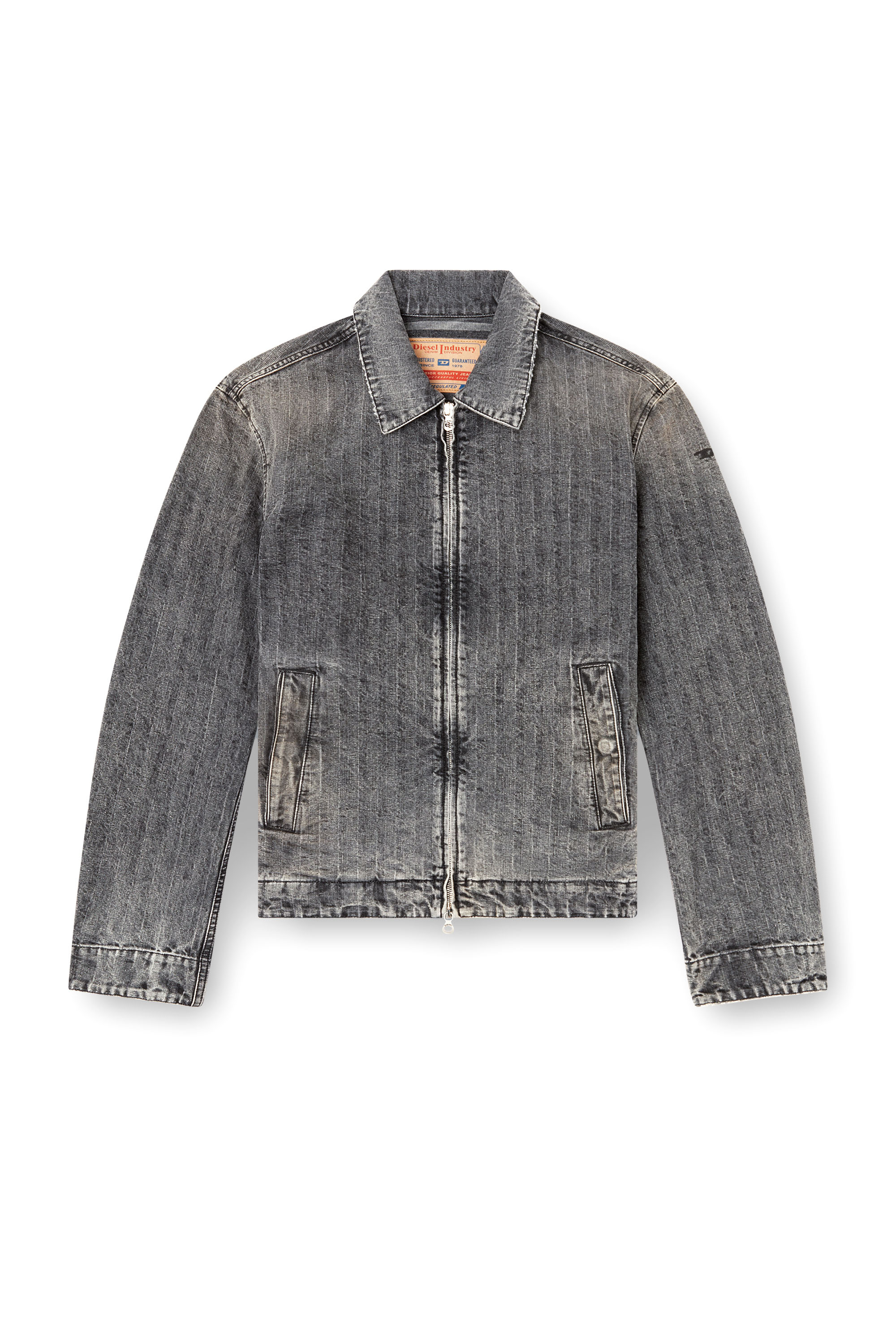 Diesel - D-ROHE, Chaqueta tipo blusón de denim en espiga Hombre in Negro - 3