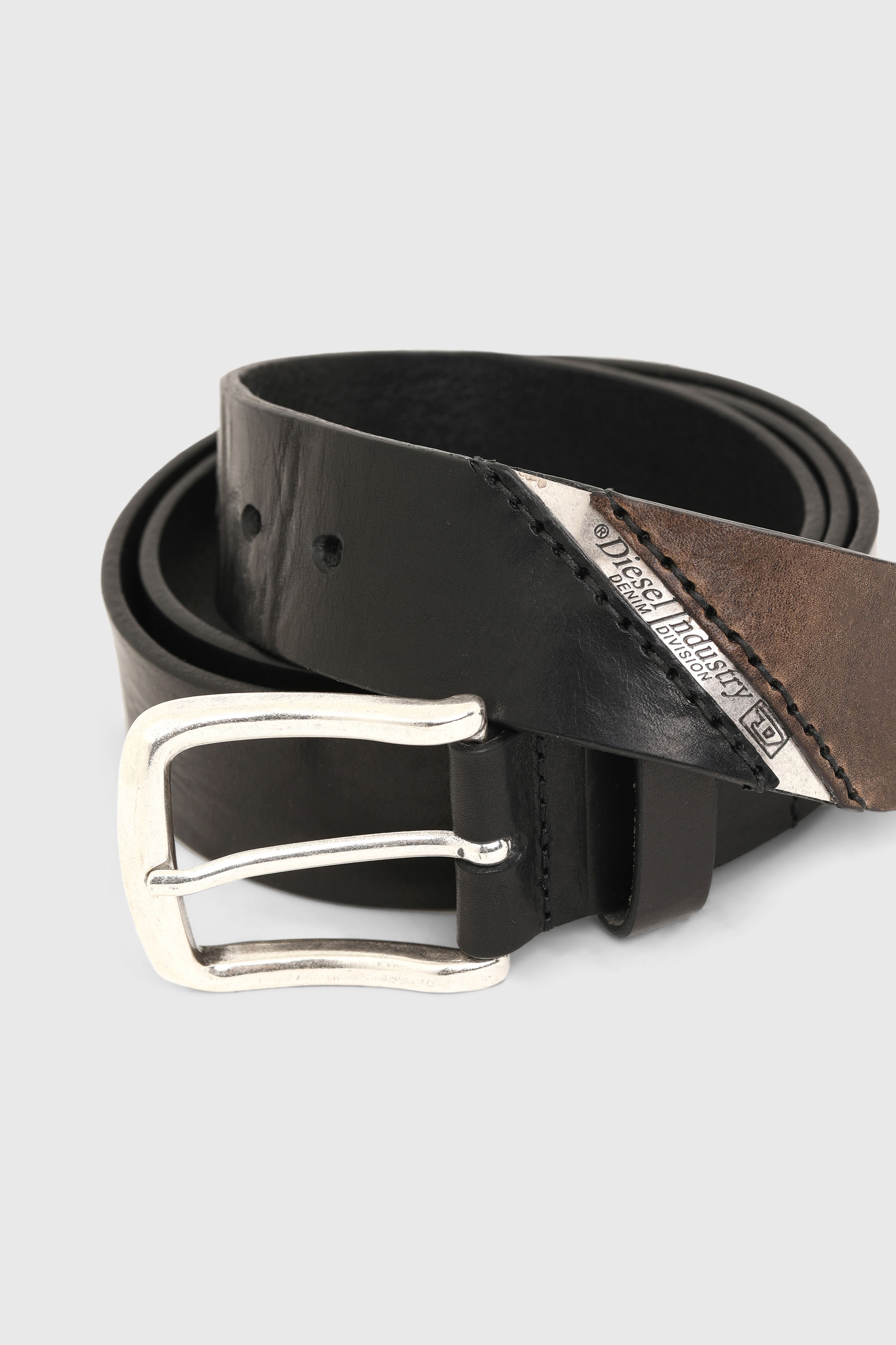 Diesel - B-LINE, Cintur&oacute;n 3.9 cm en piel tratada con logotipo de Diesel Hombre in Negro - 2