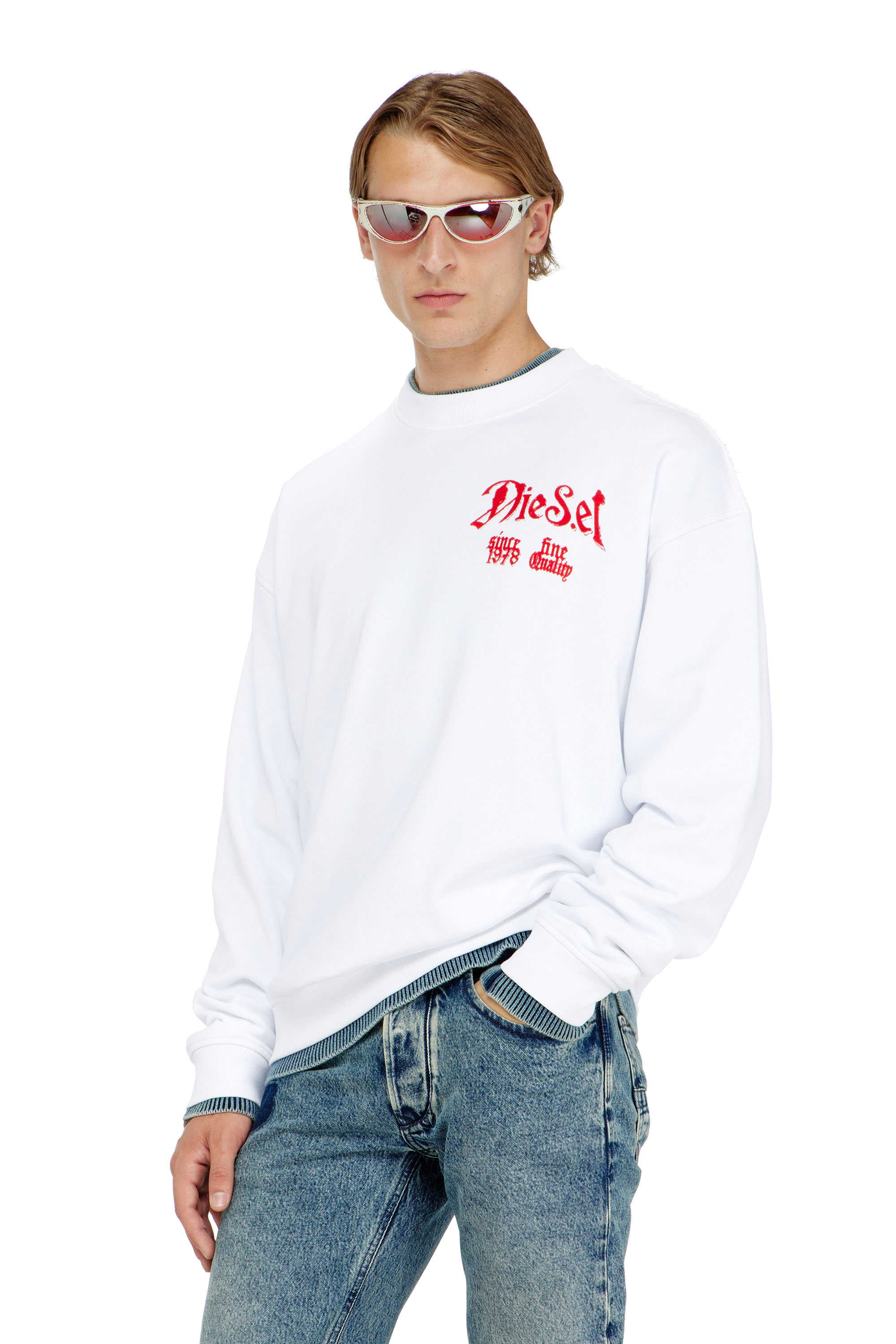 Diesel - S-BOXT-AA2, Sudadera de algod&oacute;n con gr&aacute;ficos flocados Hombre in ToBeDefined - 1