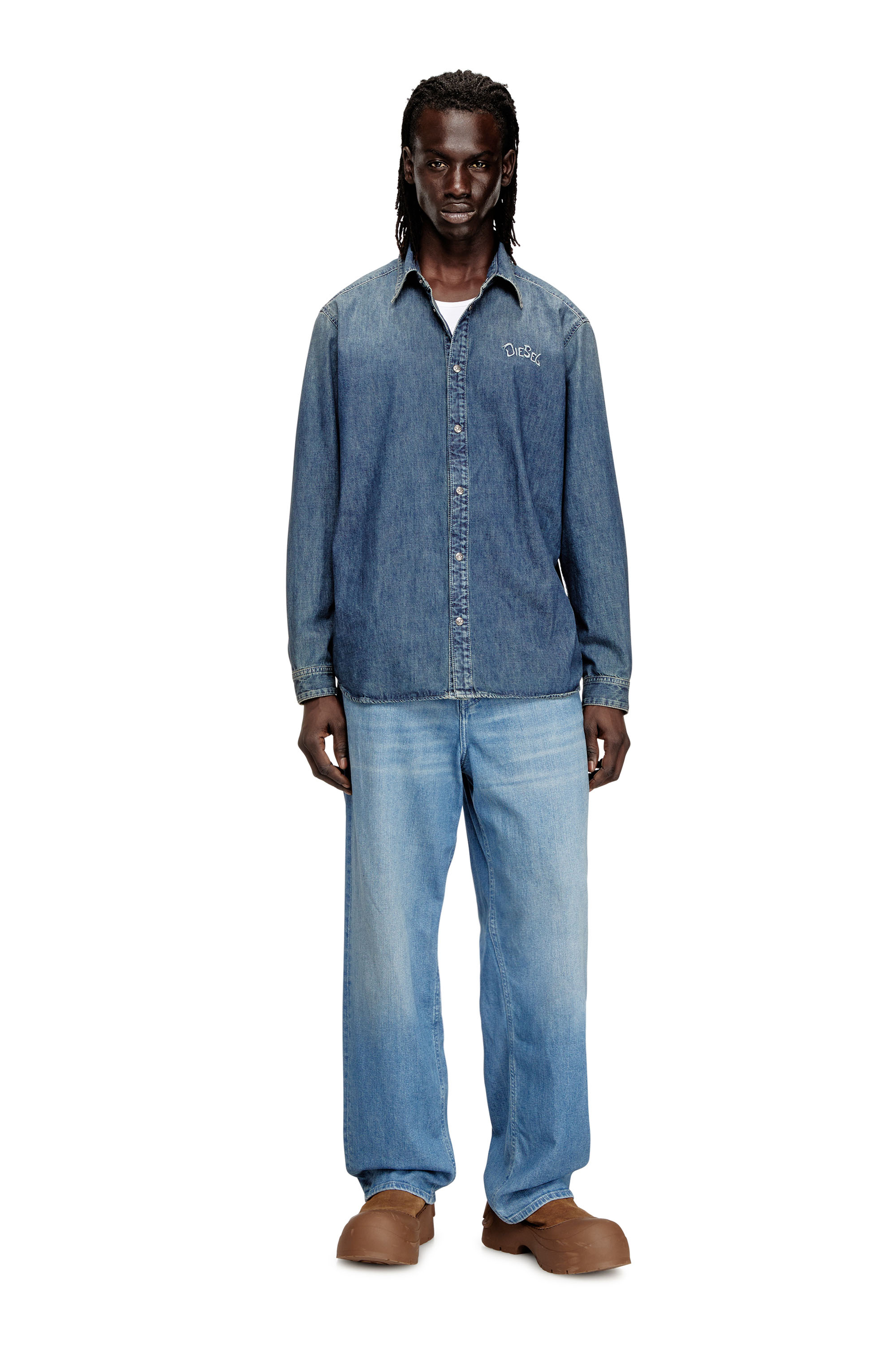 Diesel - D-SIMPLY-S15, Camisa vaquera con emblema bordado Hombre in Azul marino - 2