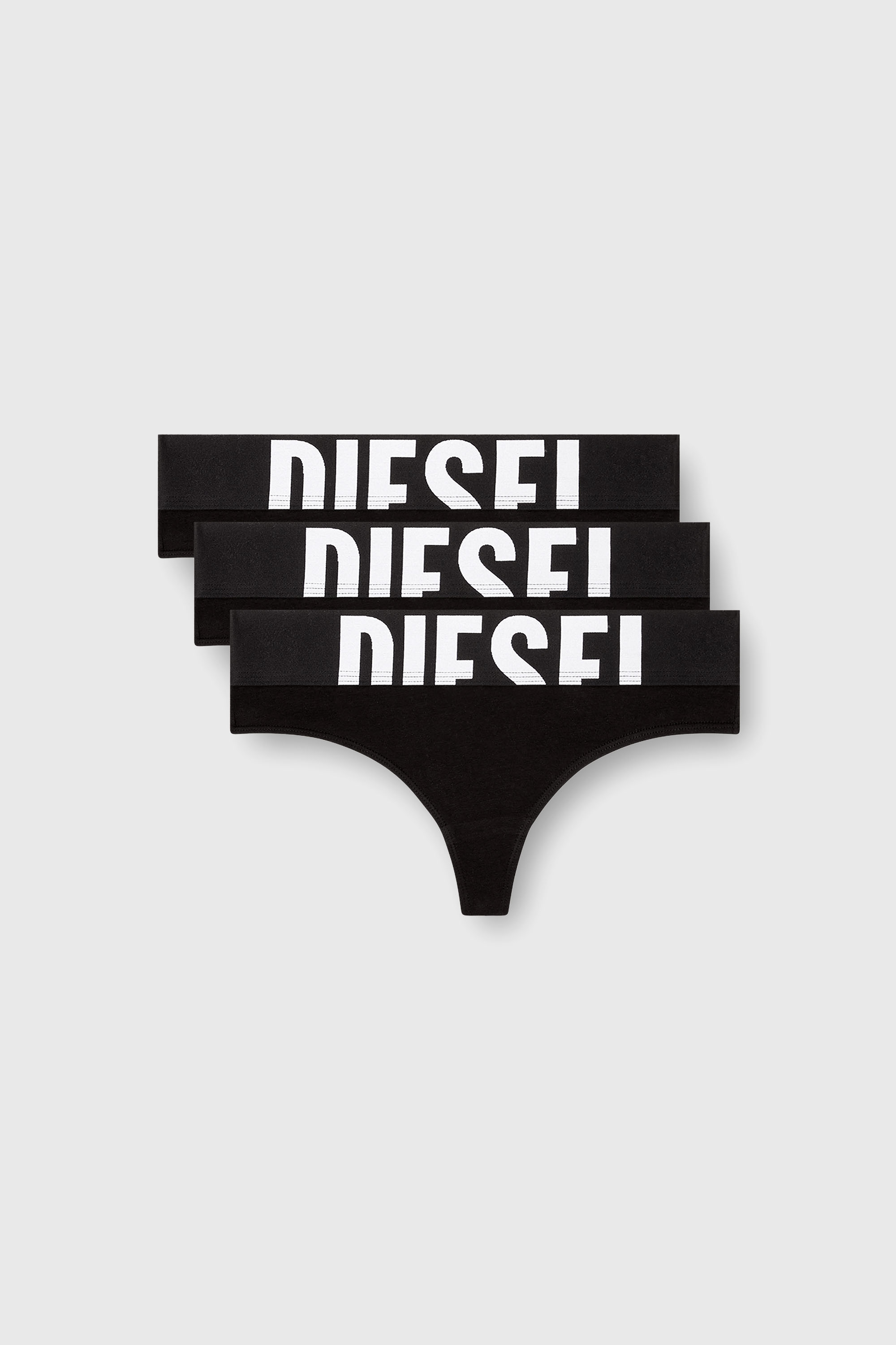 Diesel - UFST-STARS-THREEPACK, Paquete de tres tangas con logotipo recortado Mujer in Negro - 1