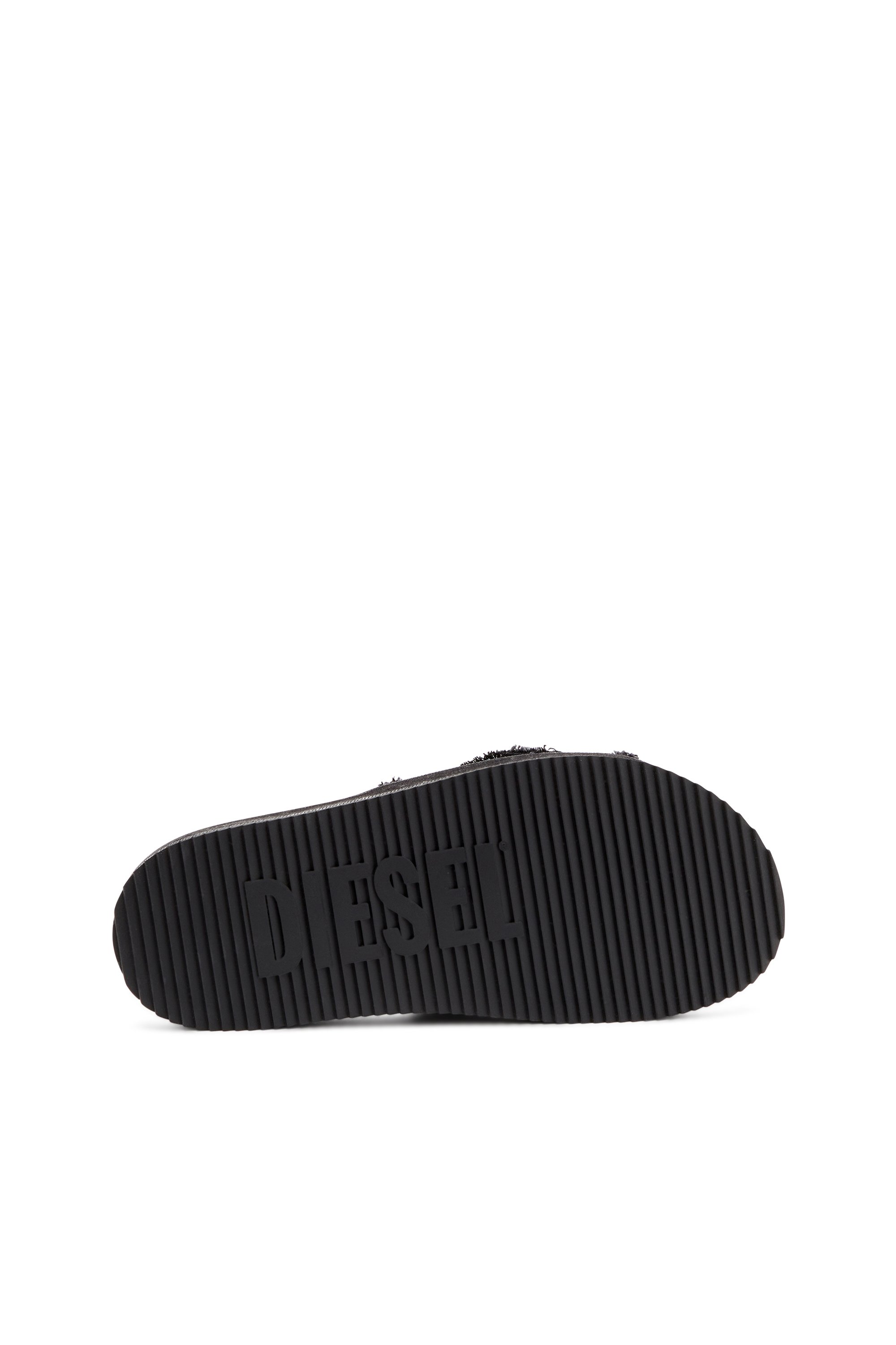 Diesel - SA-SLIDE D OVAL, Chanclas de denim desgastado Unisex in Negro - 4