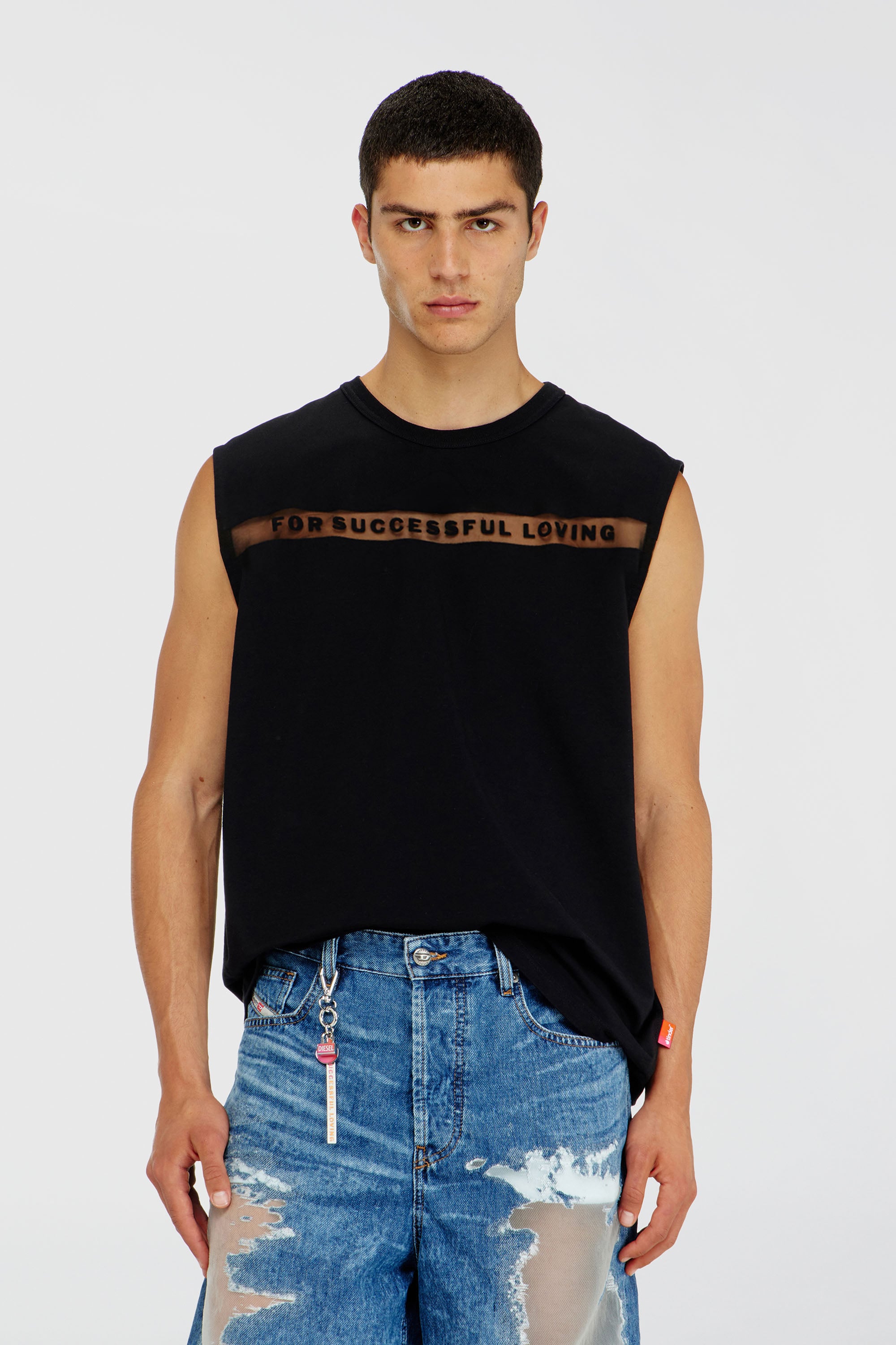 Diesel - PR-T-NORM-BISC-MATI-R, Camiseta de tirantes con logo For Successful Loving Unisex in Negro - 2